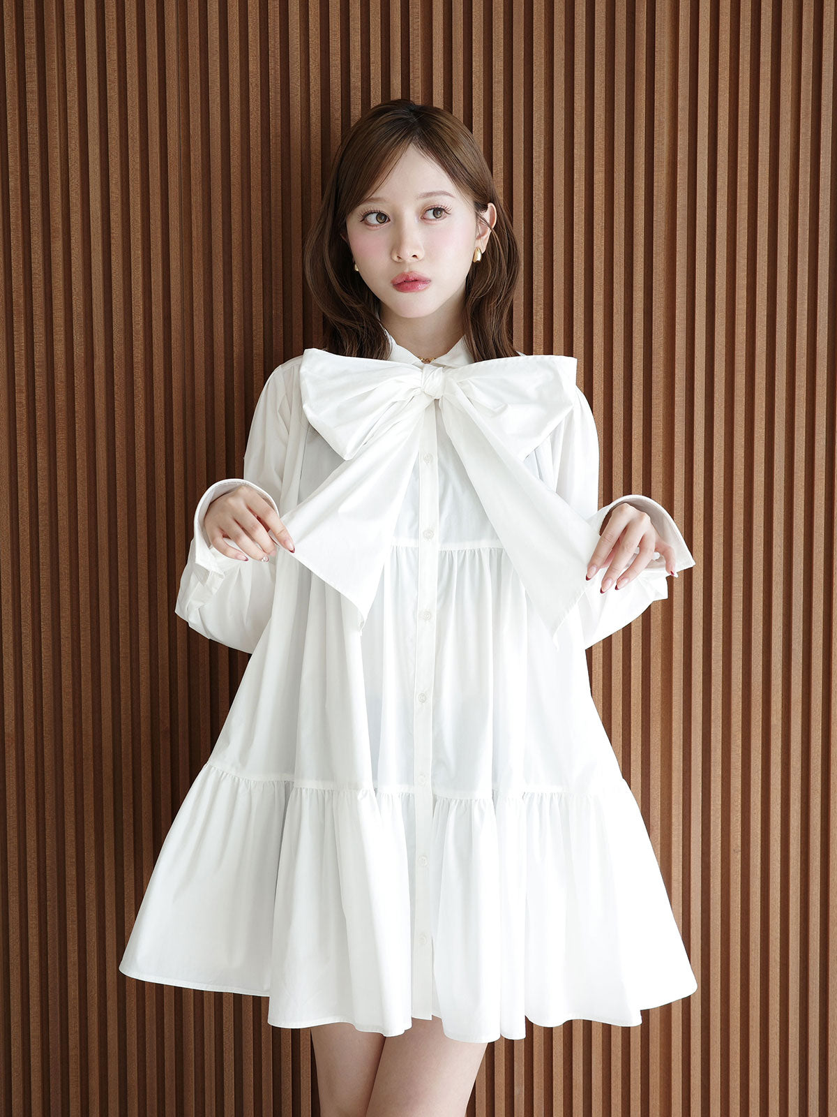 ボリュームティアードミニワンピース