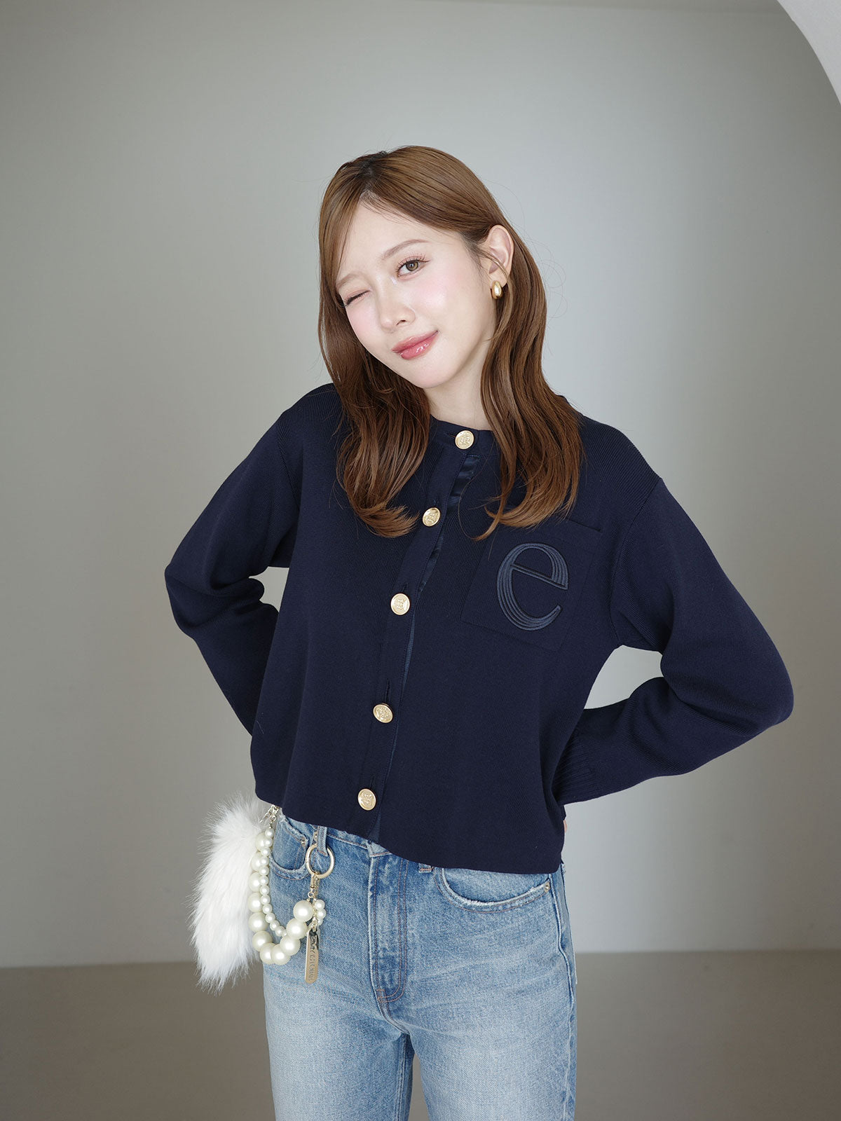 MODEL:163cm／COLOR:NAVY／SIZE:F