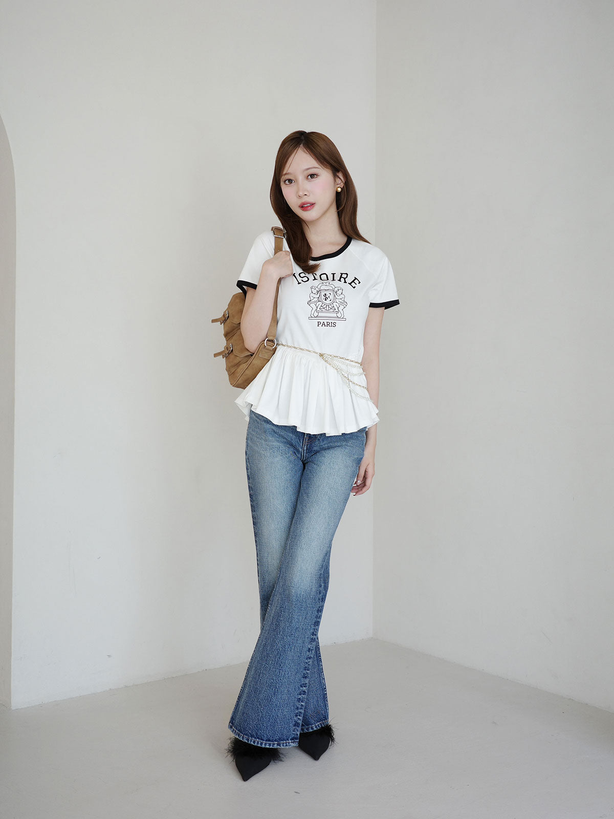 バリエプリントぺプラムTシャツ