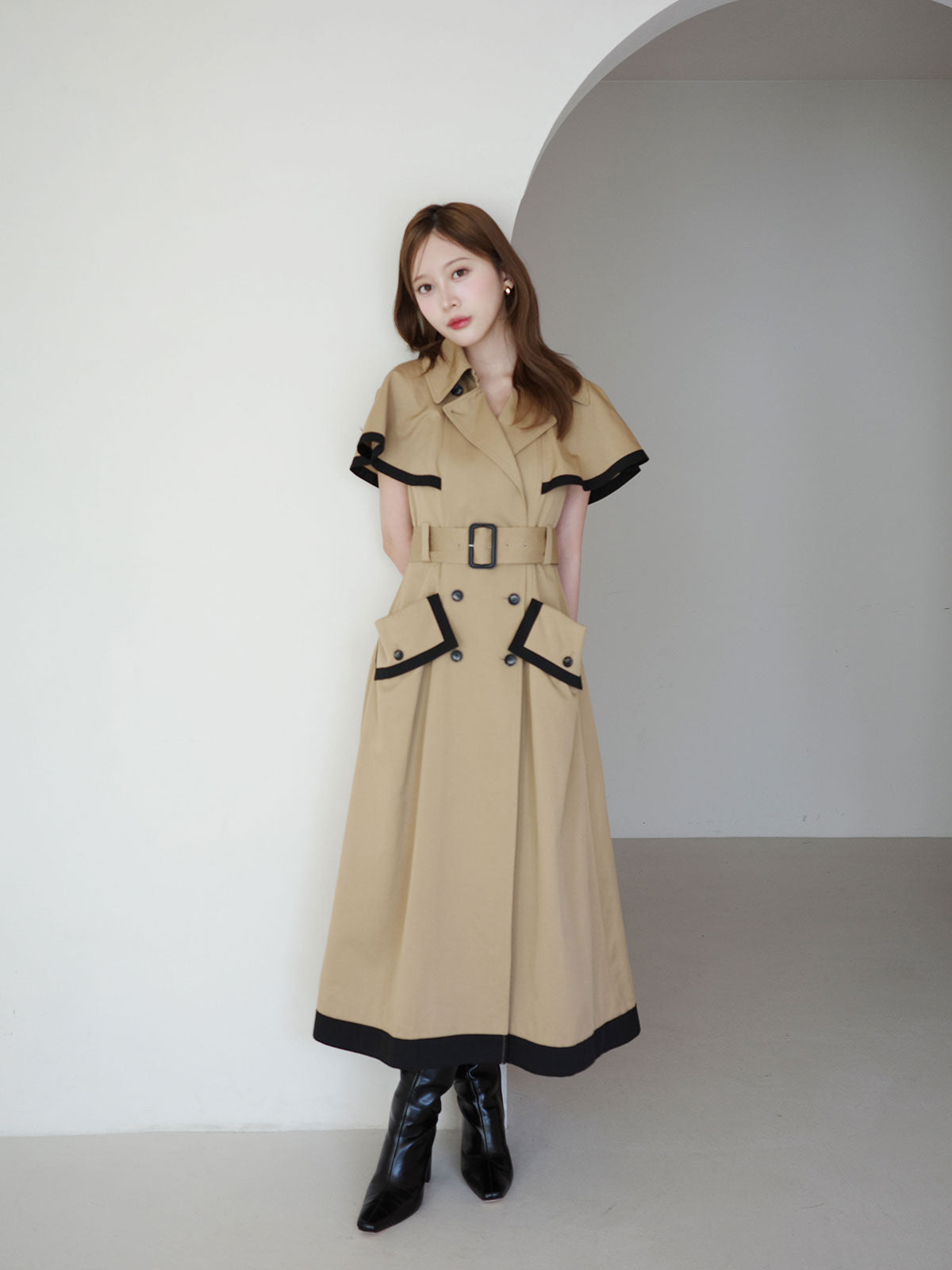 MODEL:163cm／COLOR:BEIGE／SIZE:36