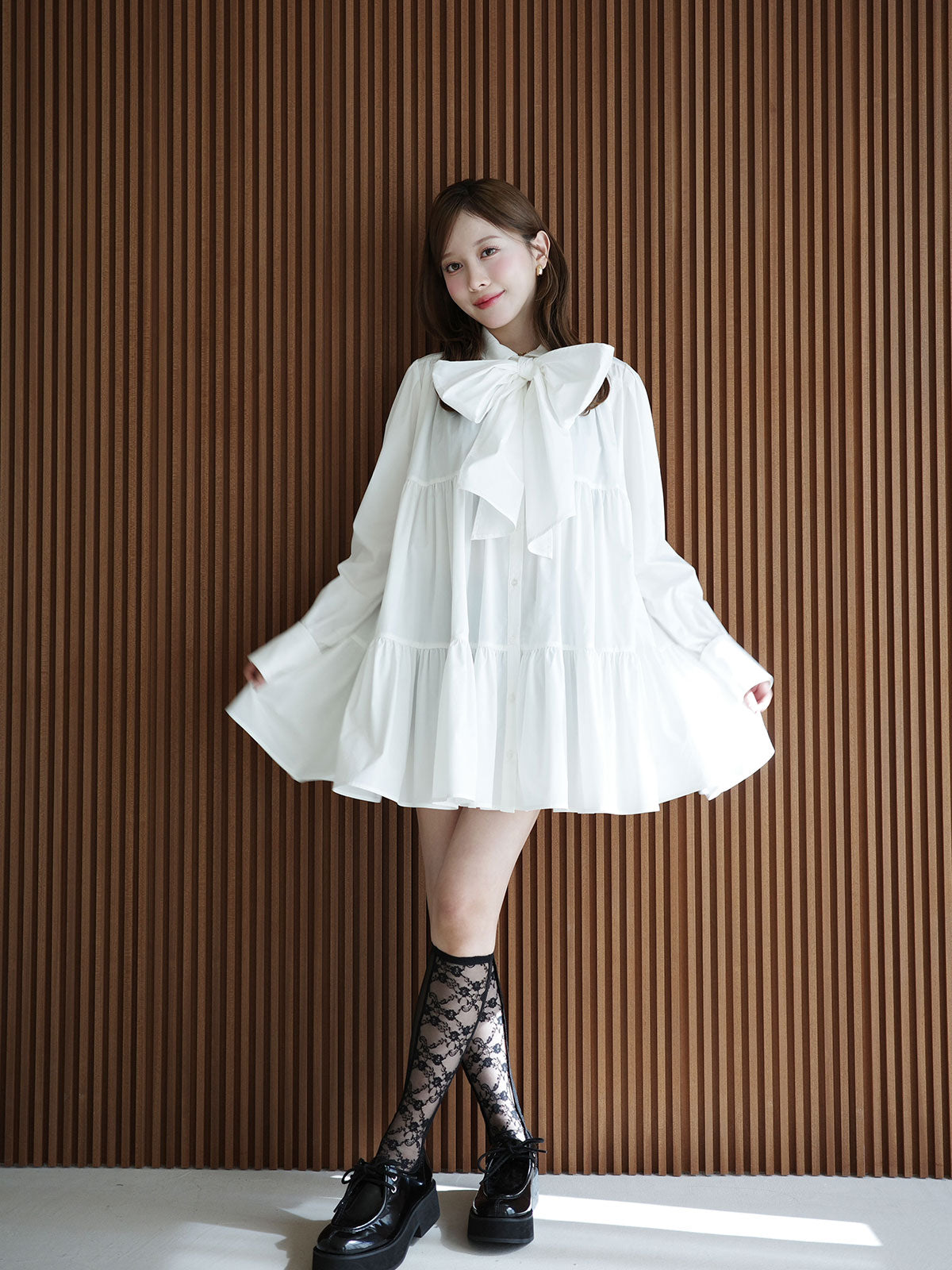 ボリュームティアードミニワンピース