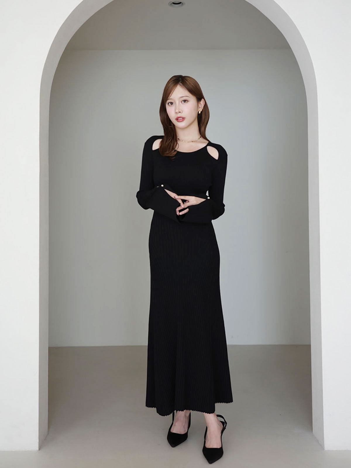 MODEL:163cm／COLOR:BLACK／SIZE:36