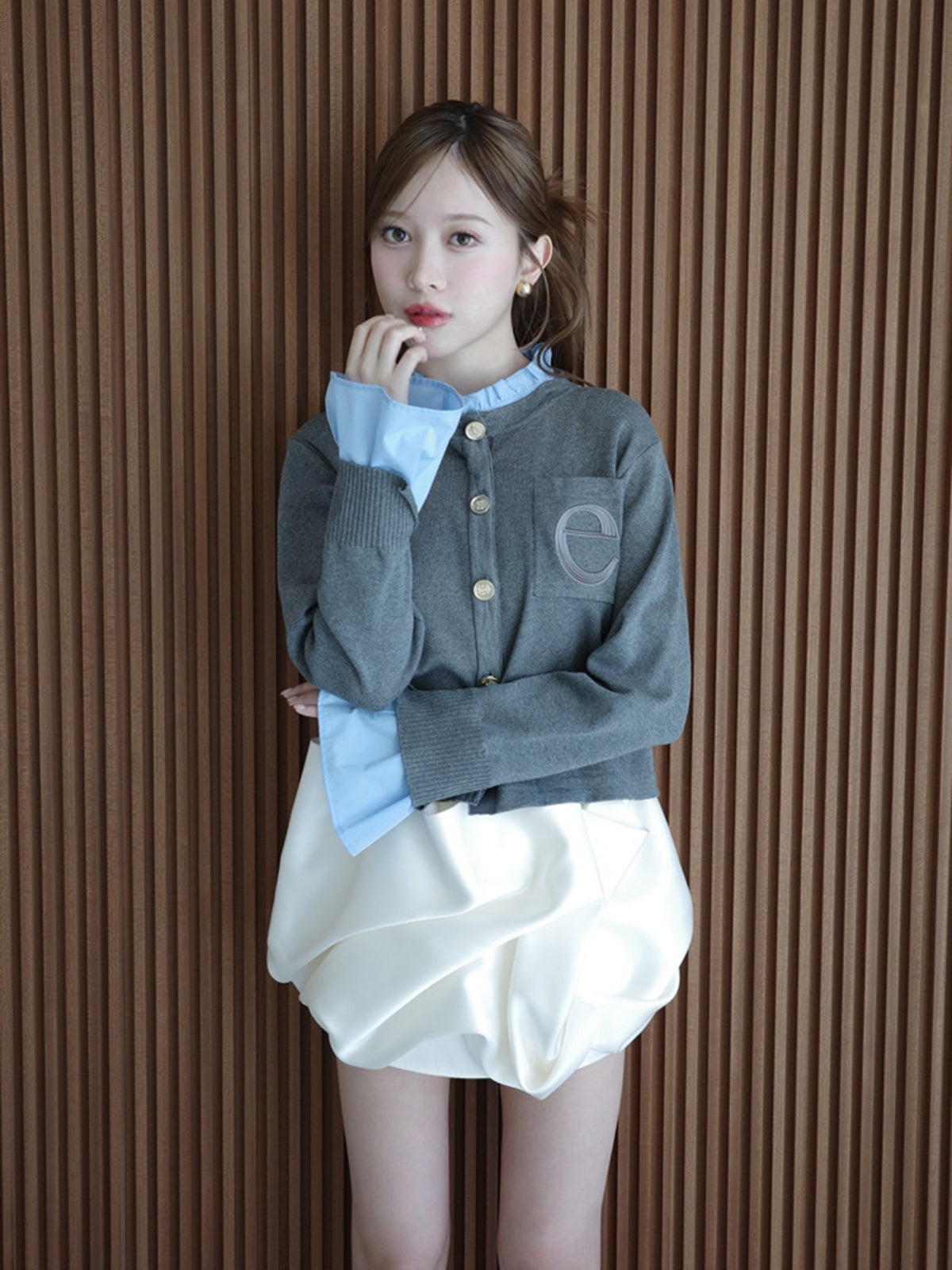 【New Color】Attached collar ニットジャケット