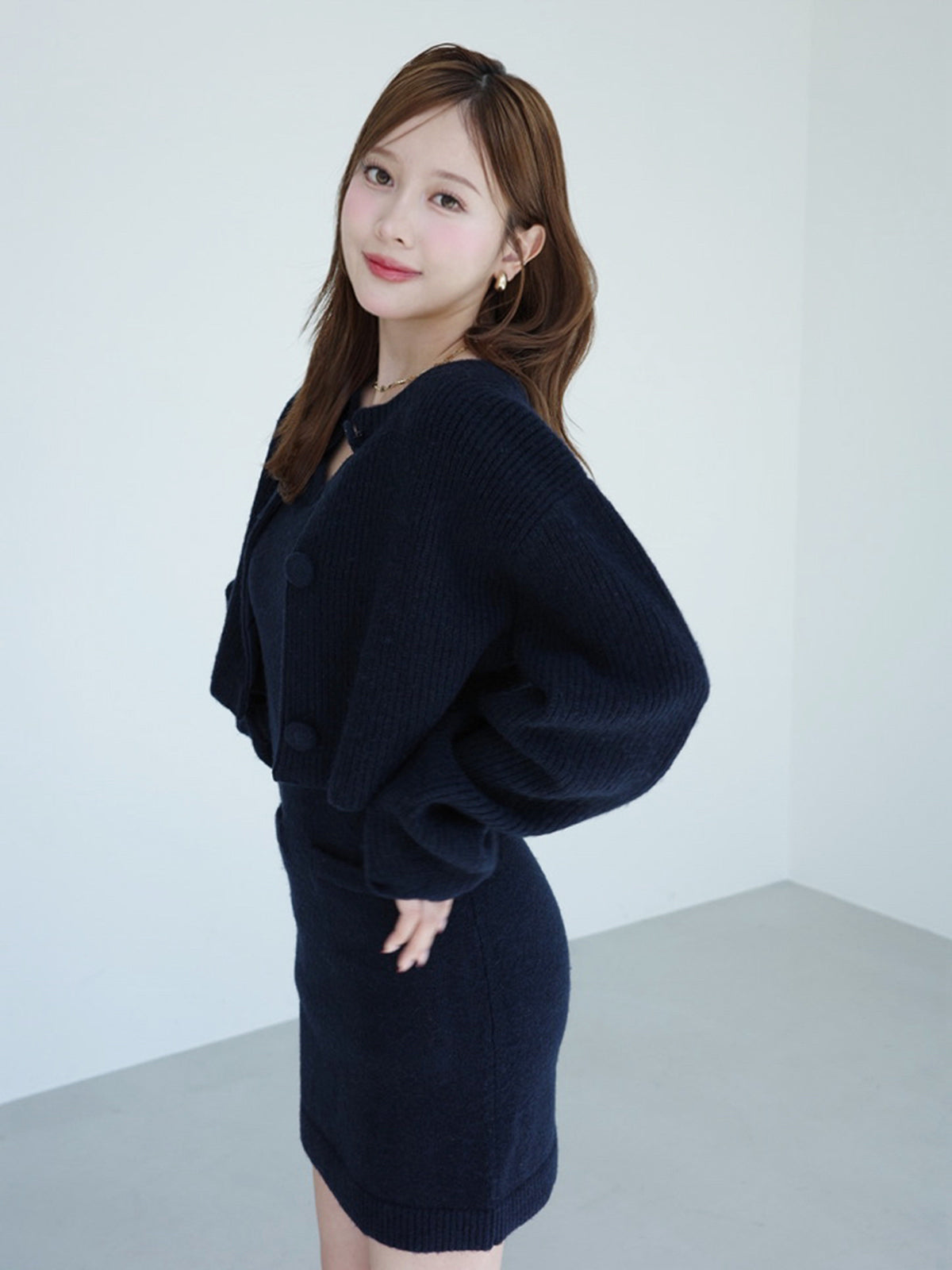 ロゴボタンニットセットワンピース