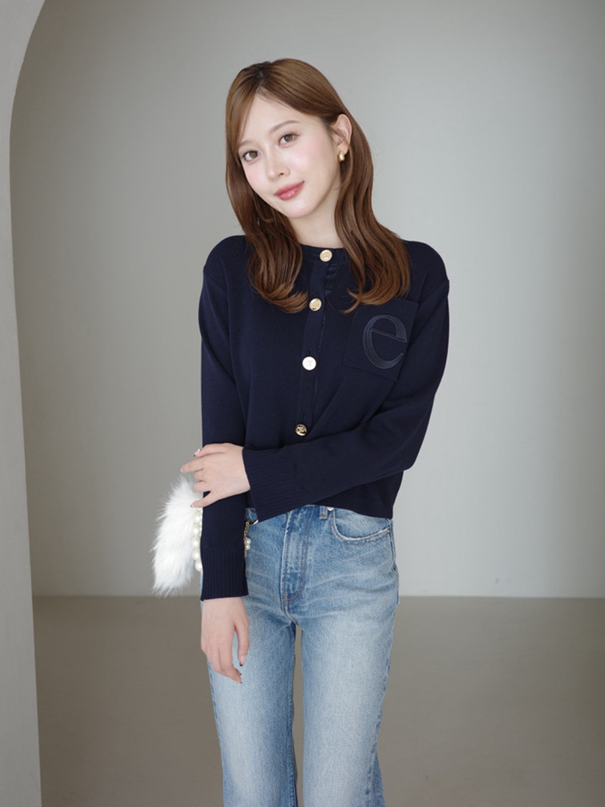 【New Color】Attached collar ニットジャケット