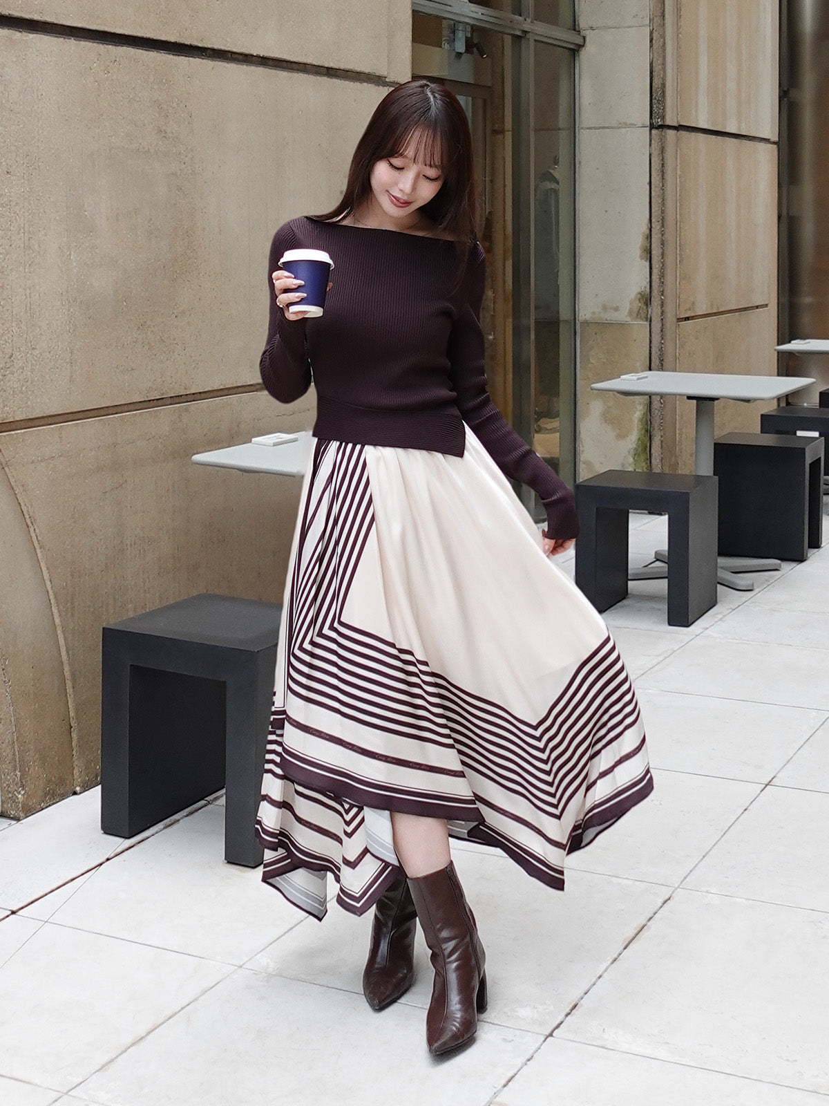 MODEL:161cm／COLOR:BROWN／SIZE:36(S) 