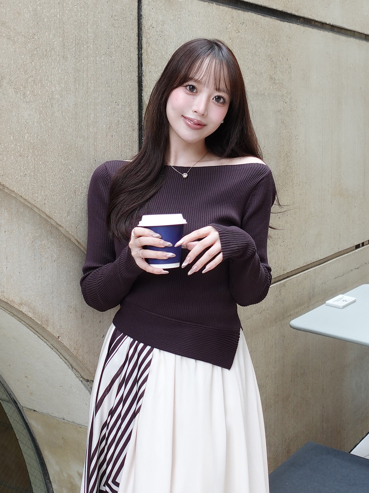 SCARF PATTERN KNITSET DRESS
