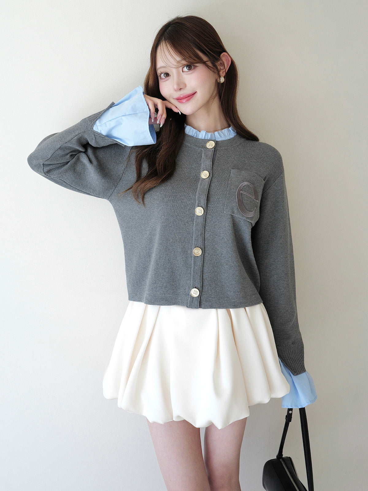 MODEL:163cm／COLOR:GREY／SIZE:F