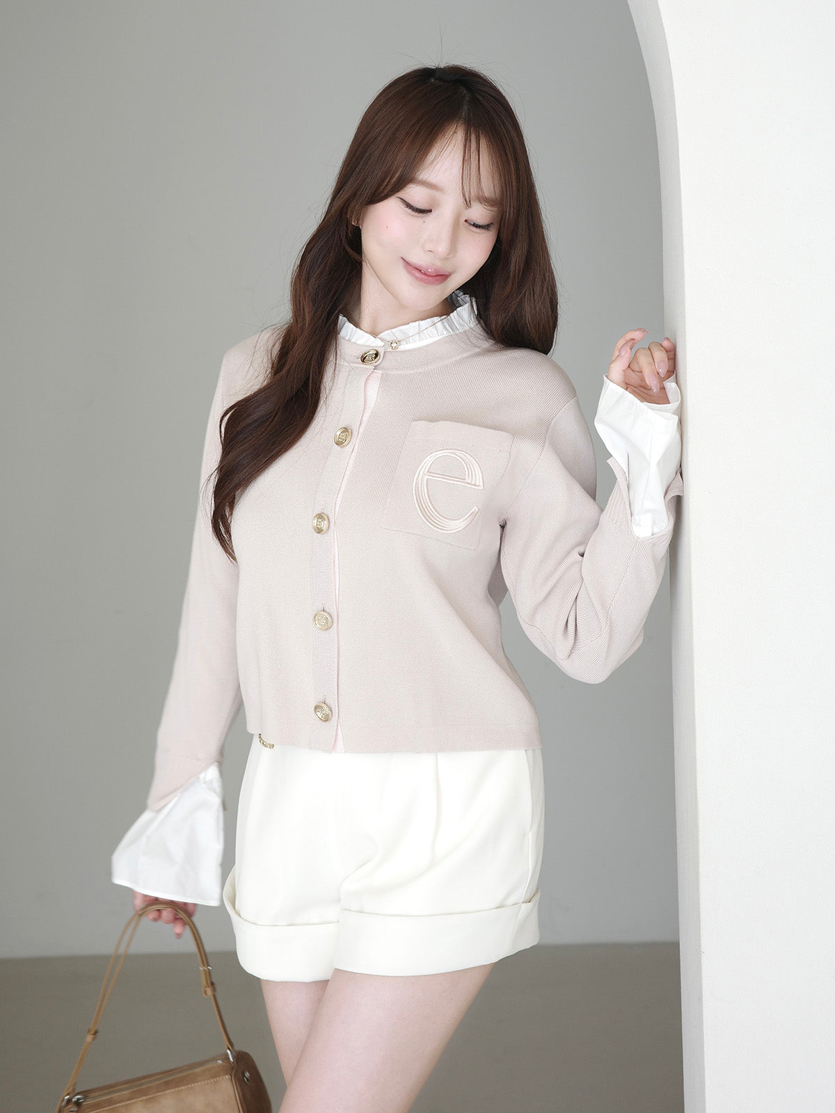 MODEL:161cm／COLOR:PINK/BEIGE／SIZE:F