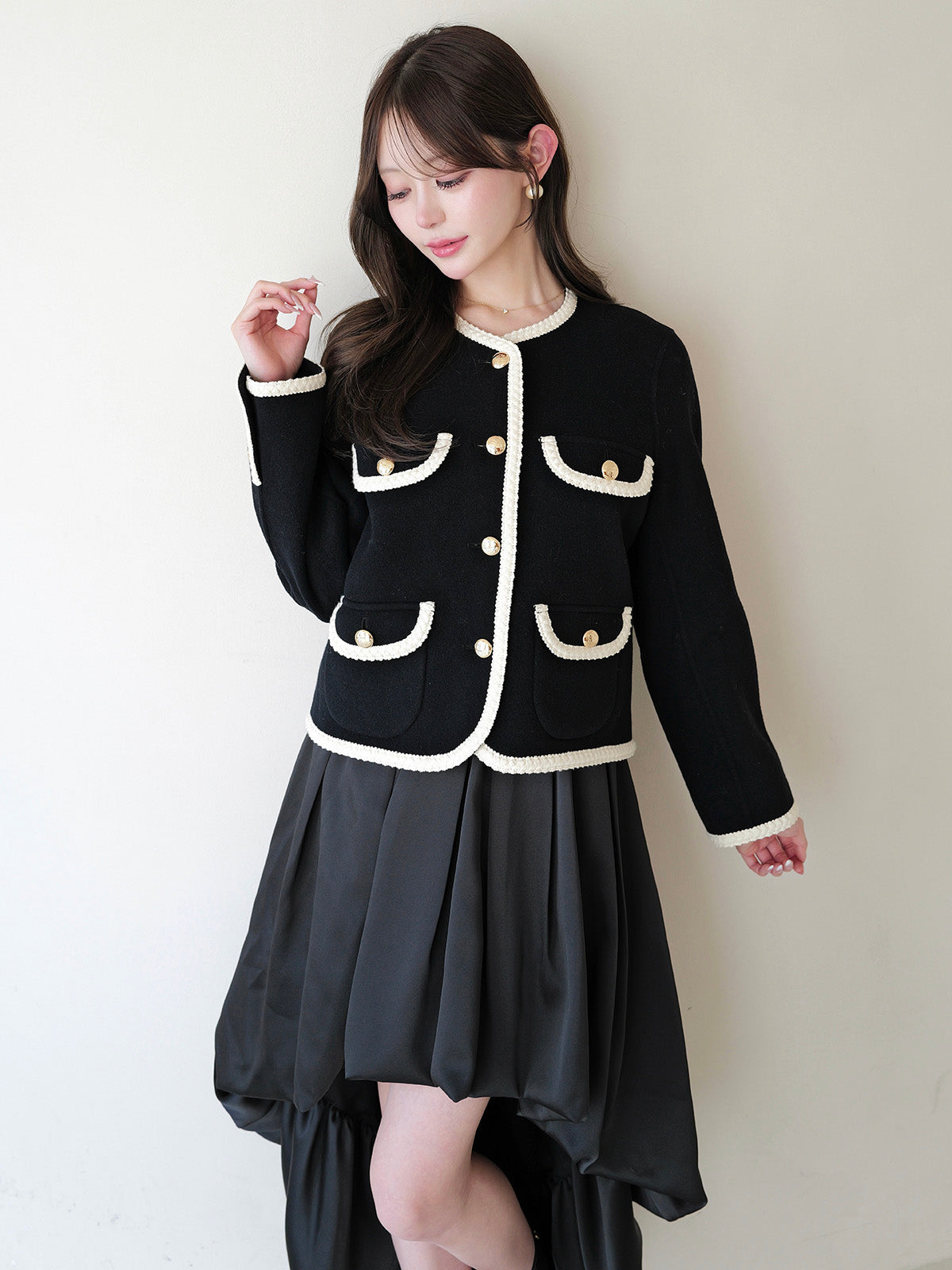 MODEL:163cm／COLOR:BLACK／SIZE:36(S)