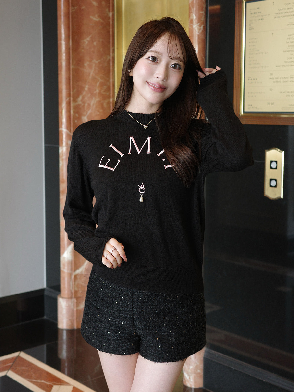 MODEL:161cm／COLOR:BLACK／SIZE:F
