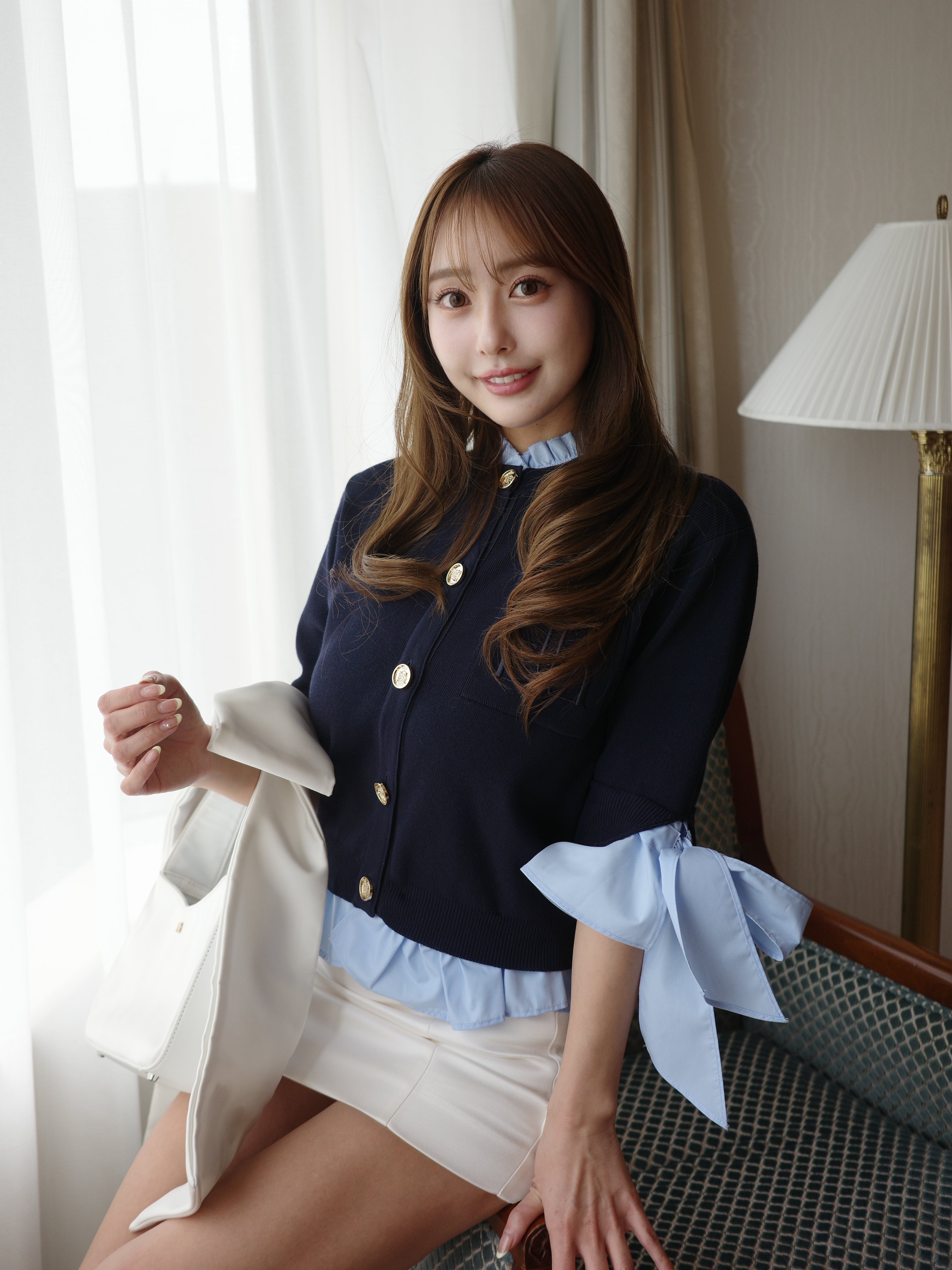 MODEL:157cm／COLOR:NAVY／SIZE:F