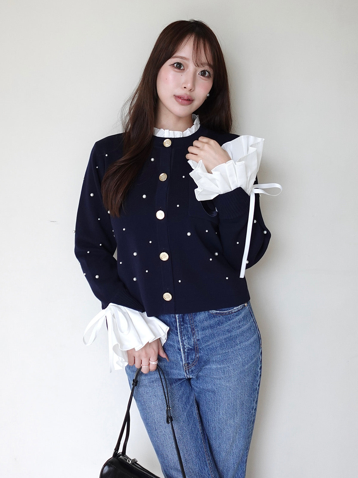 MODEL:161cm／COLOR:NAVY／SIZE:F