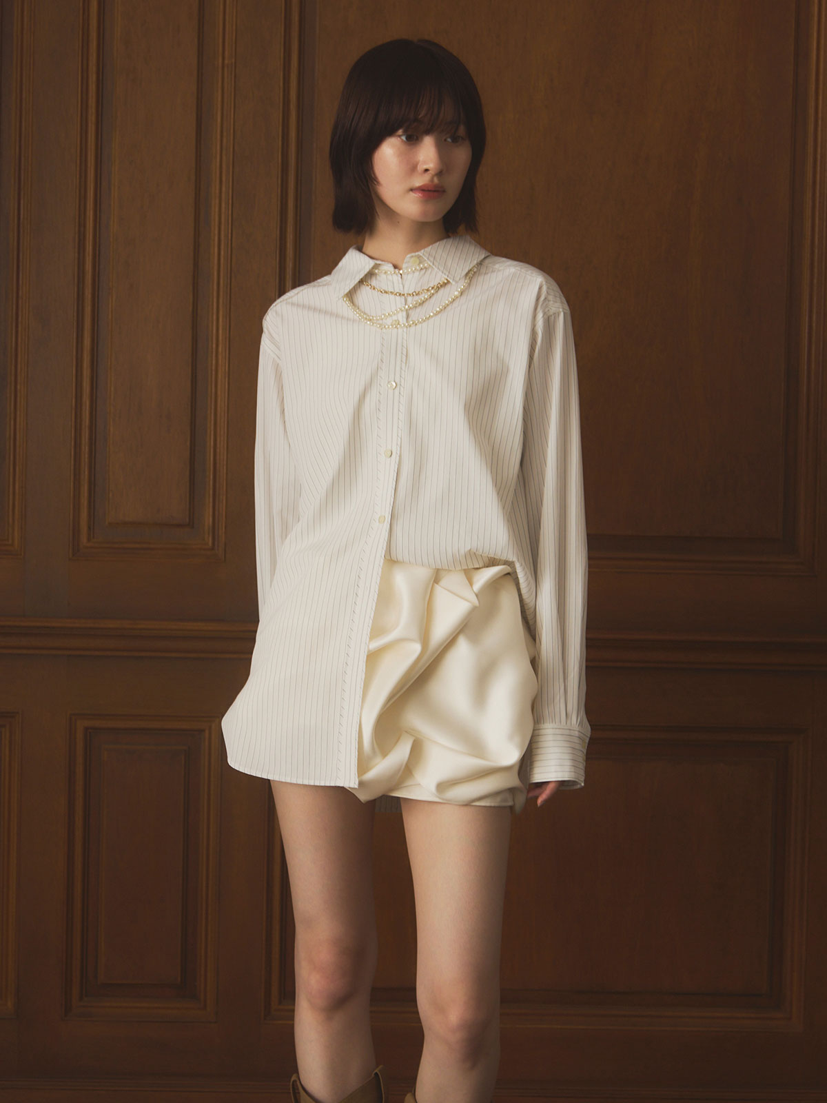 メタルコンビパールネックレス