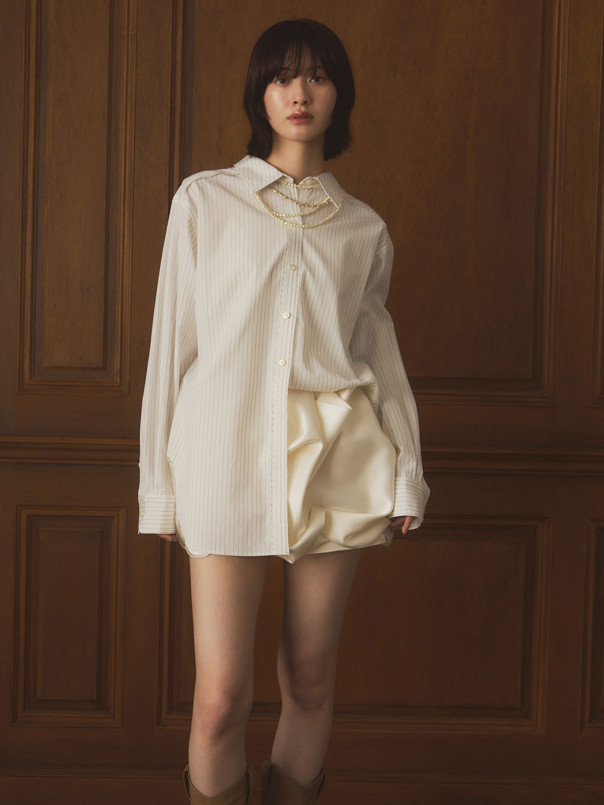 メタルコンビパールネックレス