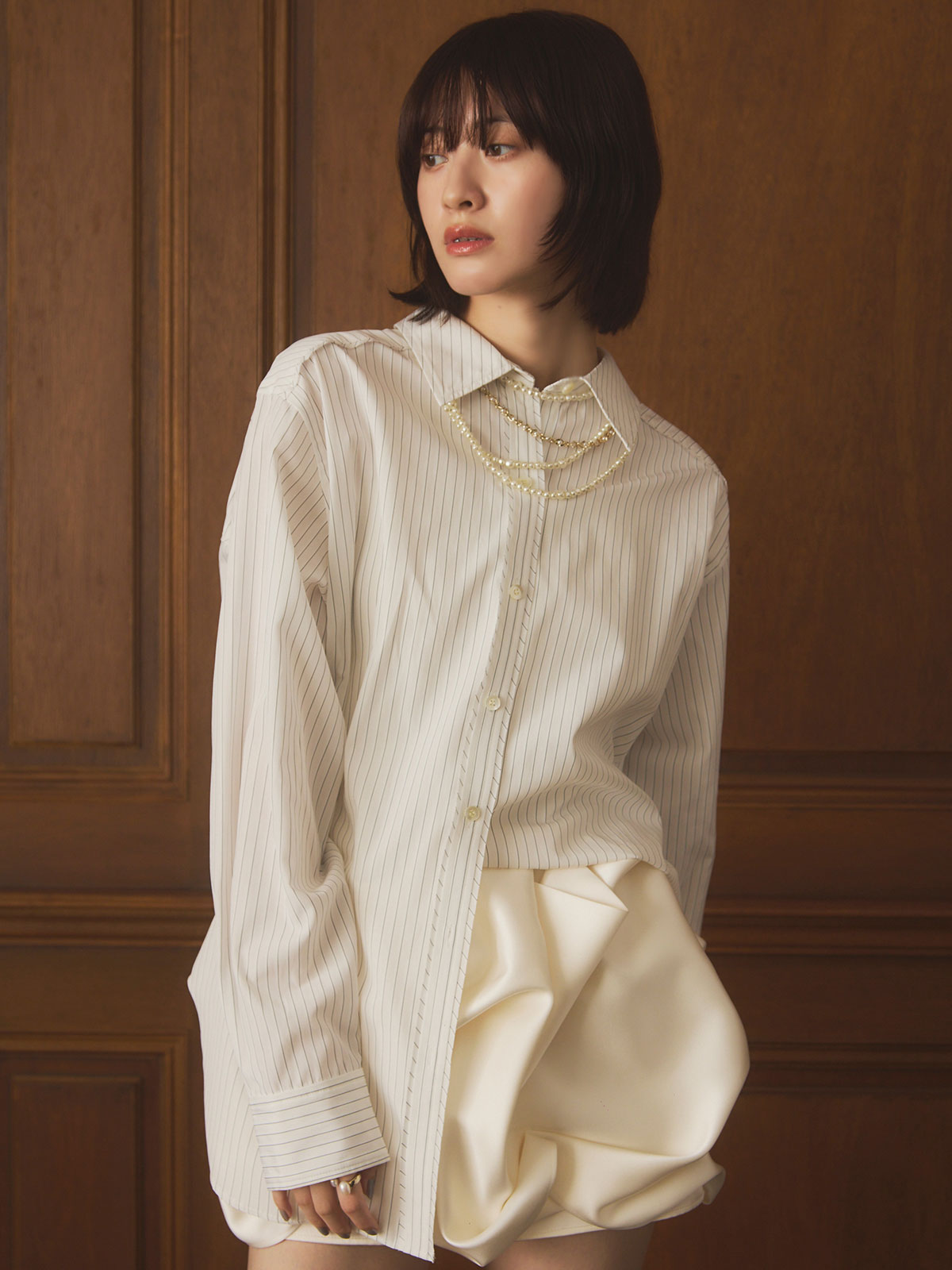 メタルコンビパールネックレス