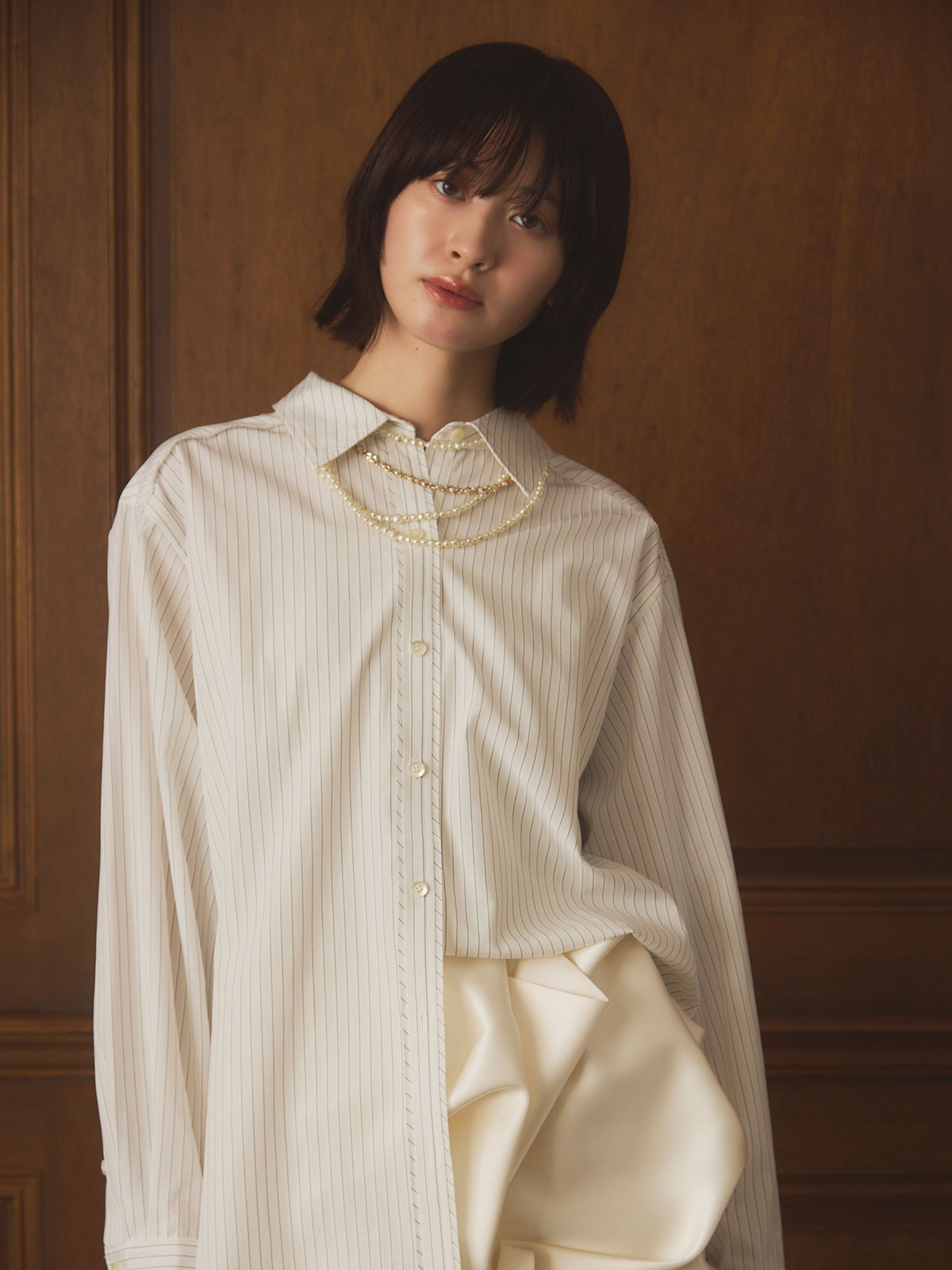 メタルコンビパールネックレス