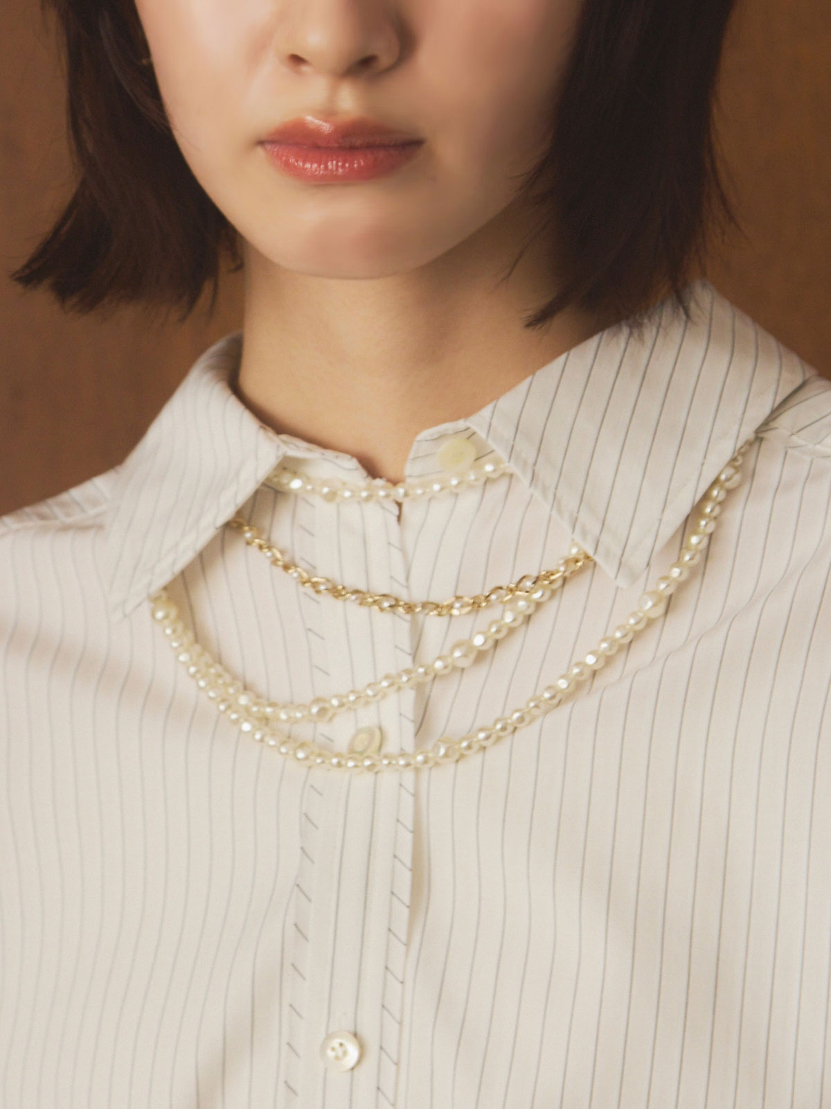 メタルコンビパールネックレス