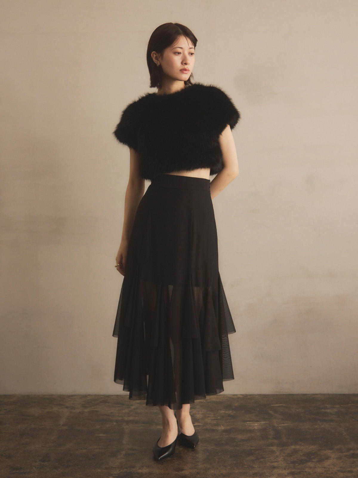 MODEL:166cm／COLOR:BLACK／SIZE:36