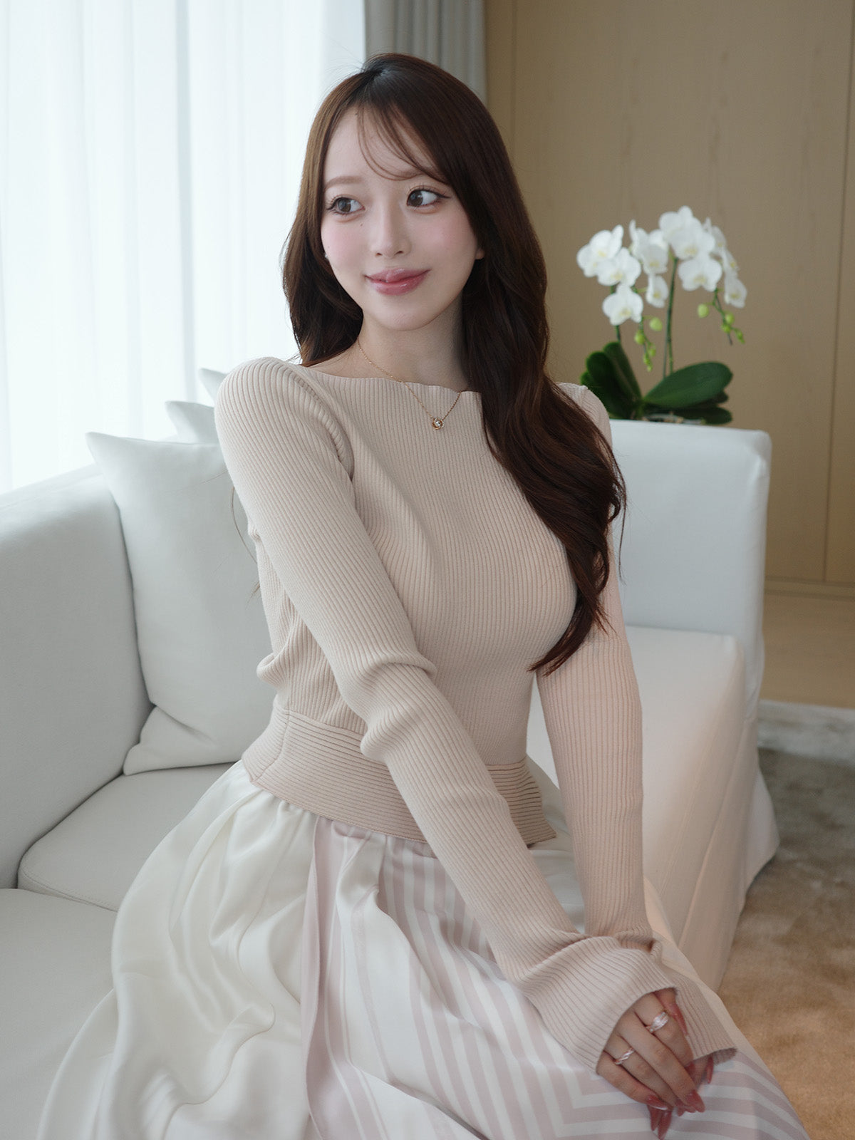 SCARF PATTERN KNITSET DRESS