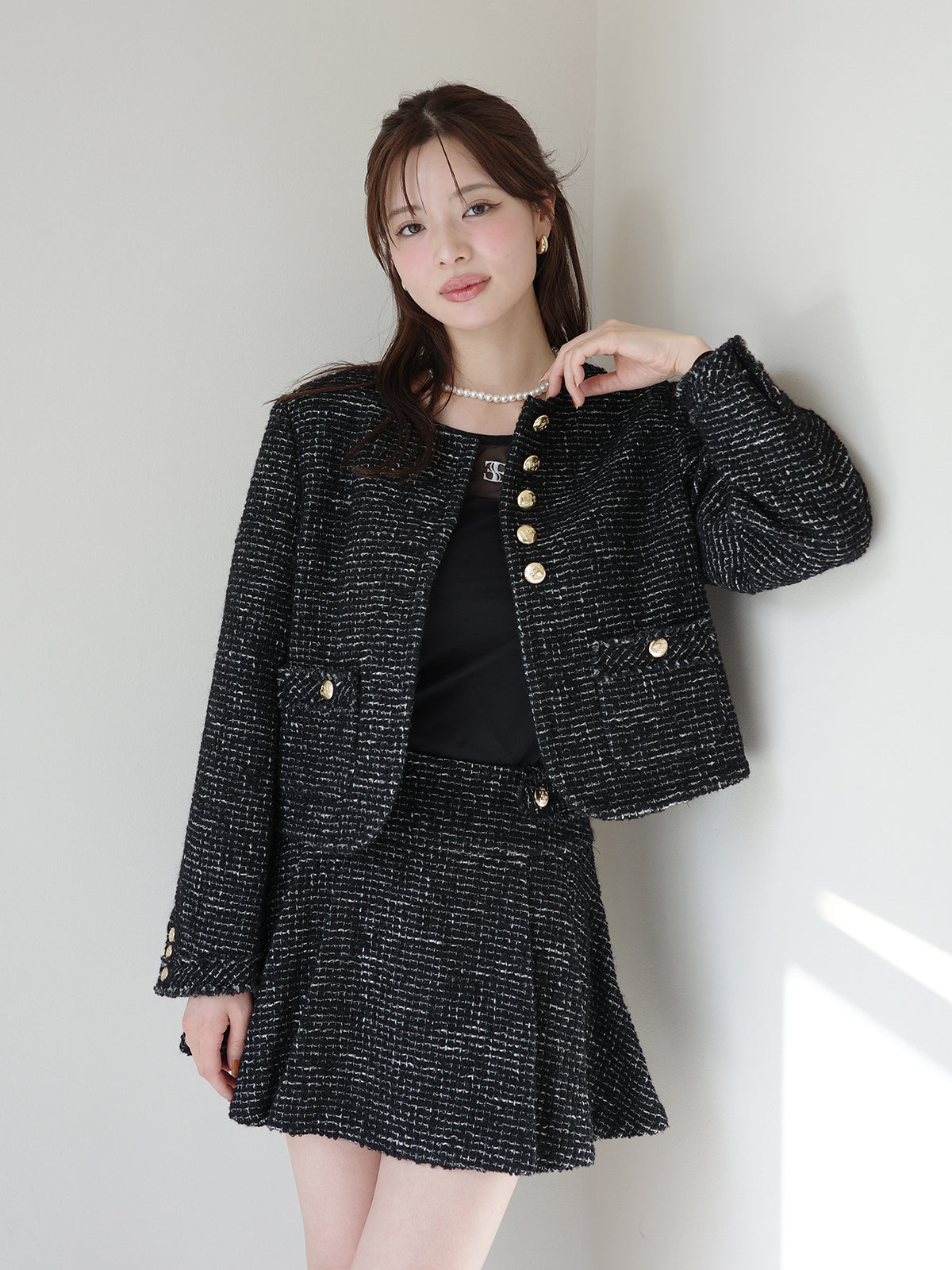 ツイードノーカラージャケット