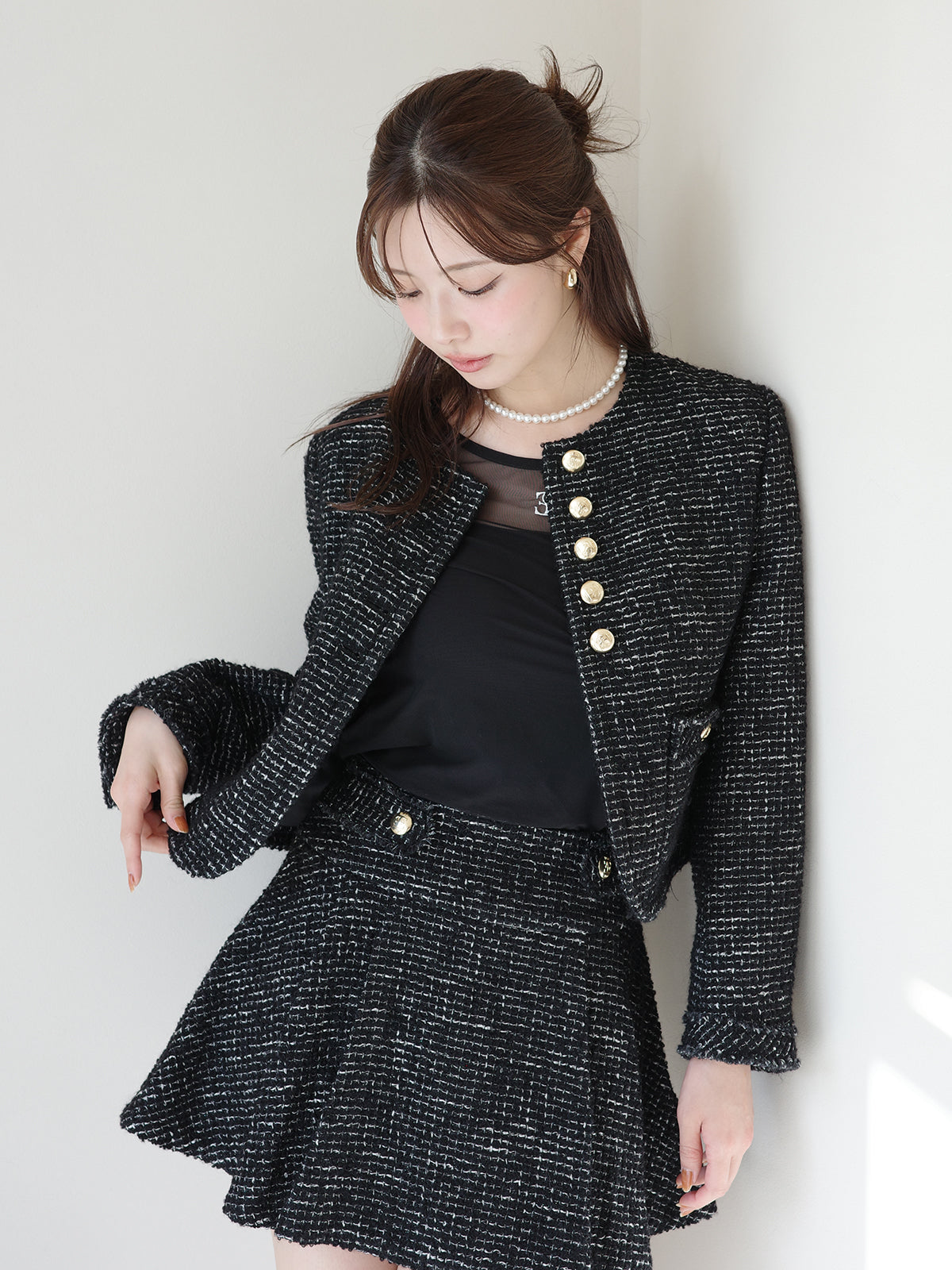 ツイードノーカラージャケット