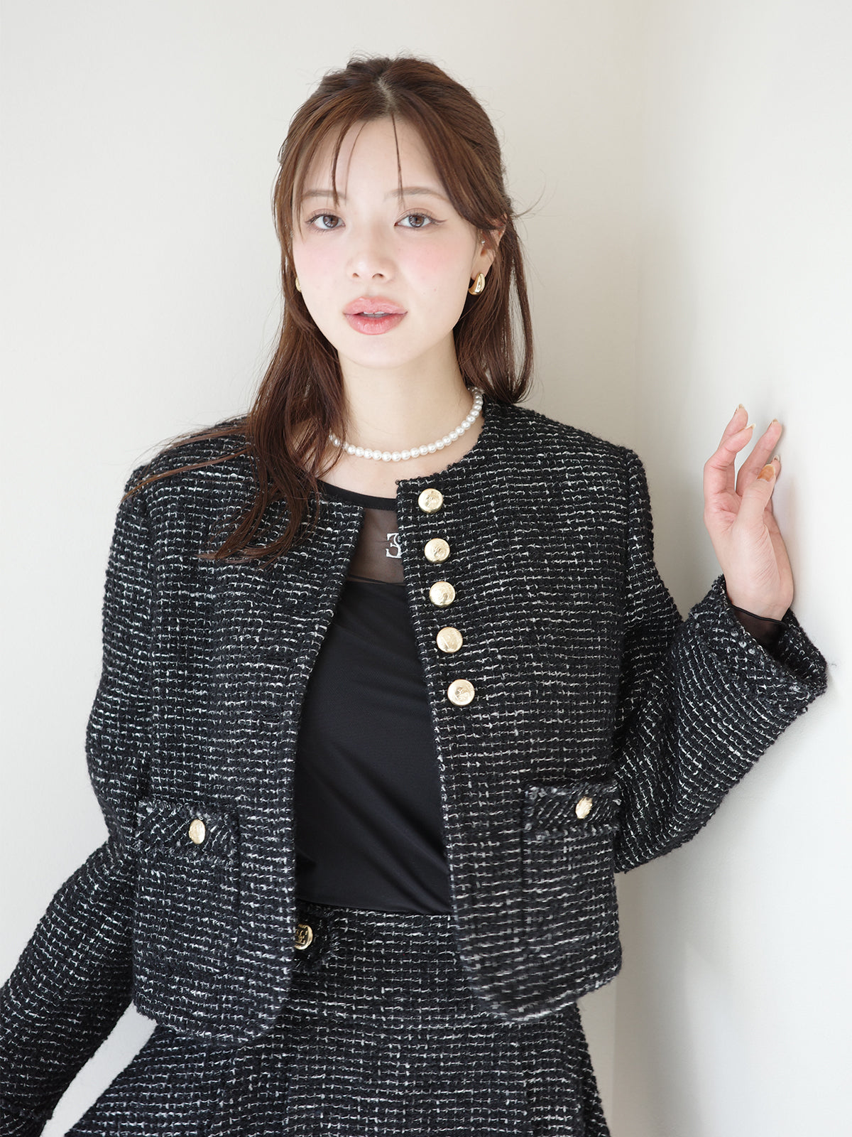 ツイードノーカラージャケット