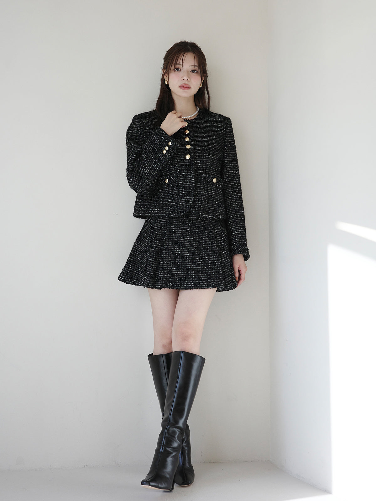 ツイードタックミニスカート