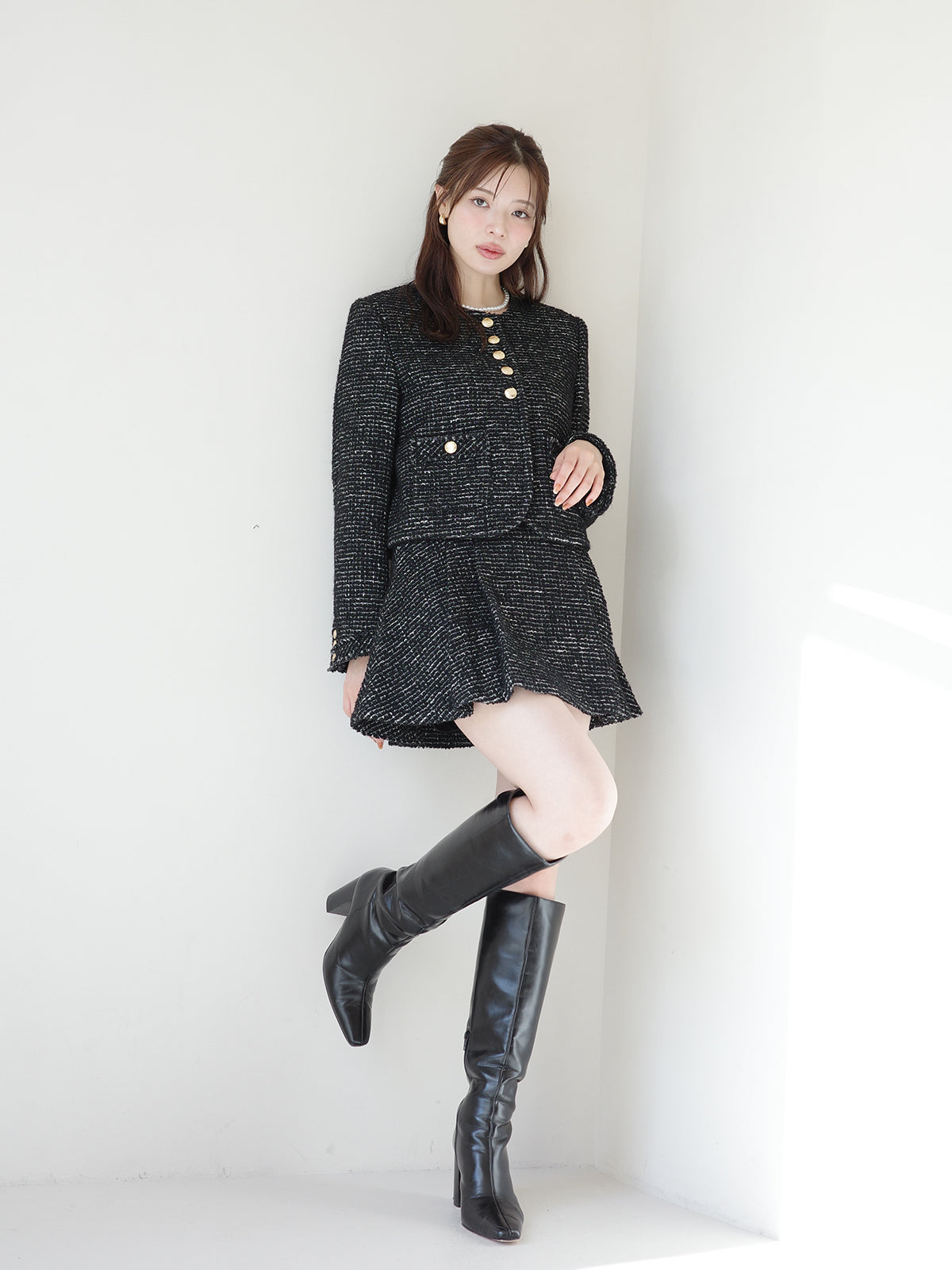 ツイードタックミニスカート