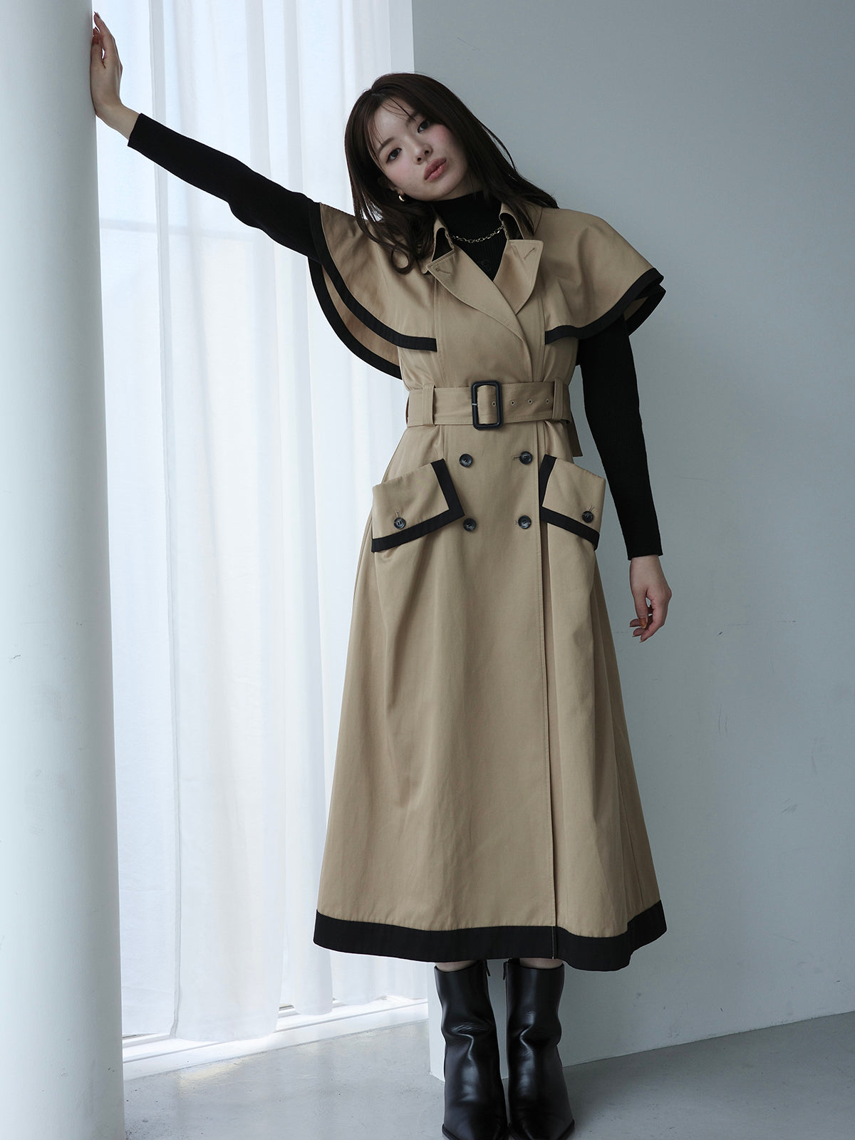 【美品】EPOCA　トレンチコート ワンピース コントラストトリムトレンチワンピース