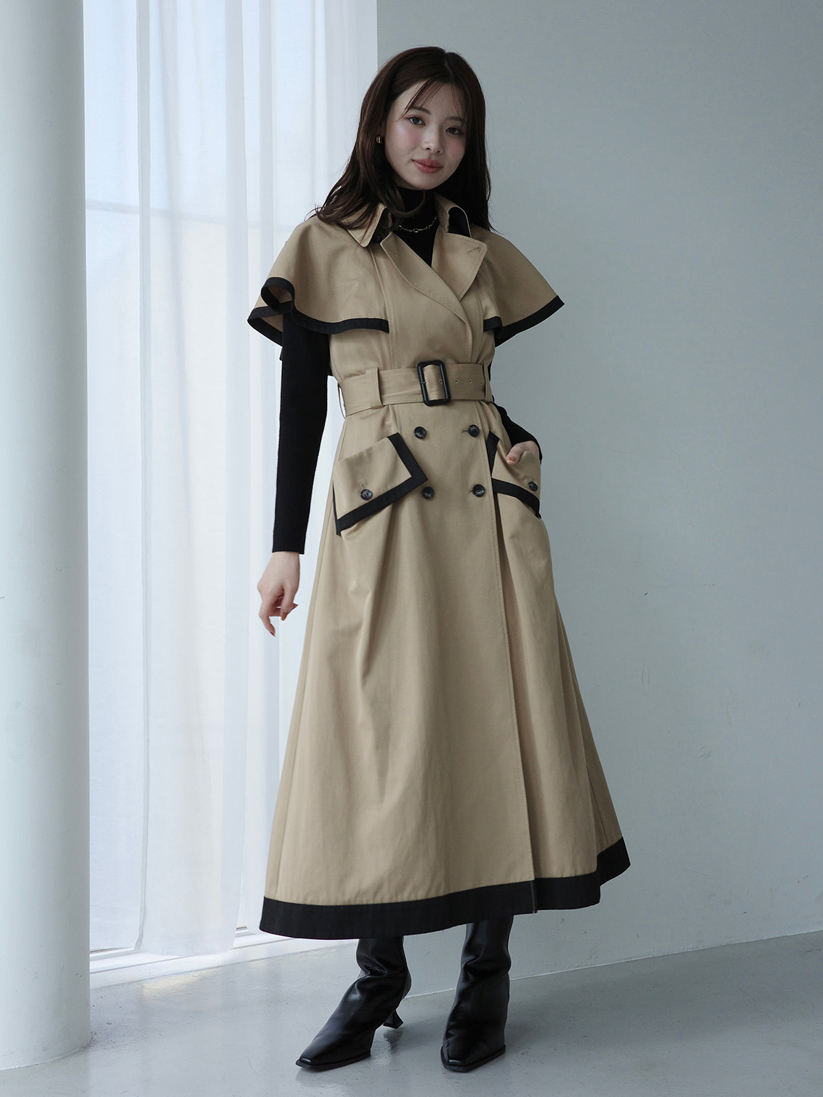 MODEL:165cm／COLOR:BEIGE／SIZE:36