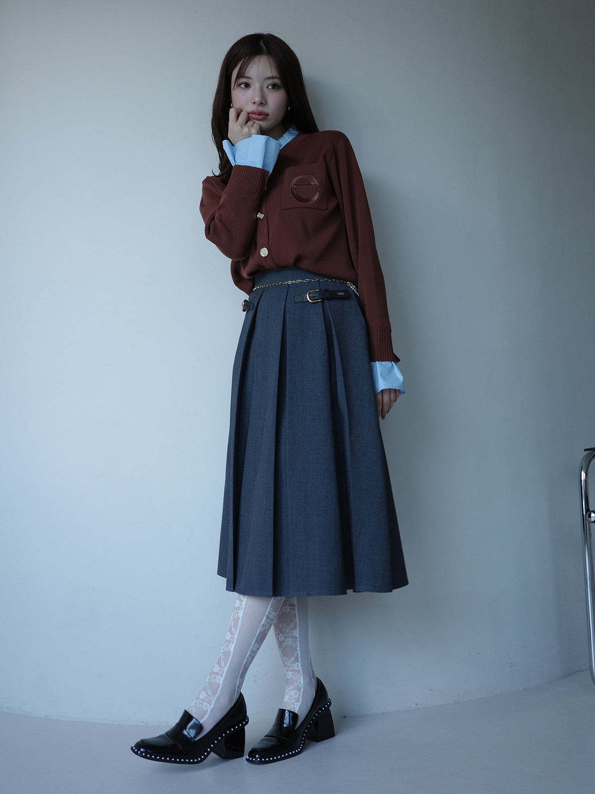 【New Color】Attached collar ニットジャケット