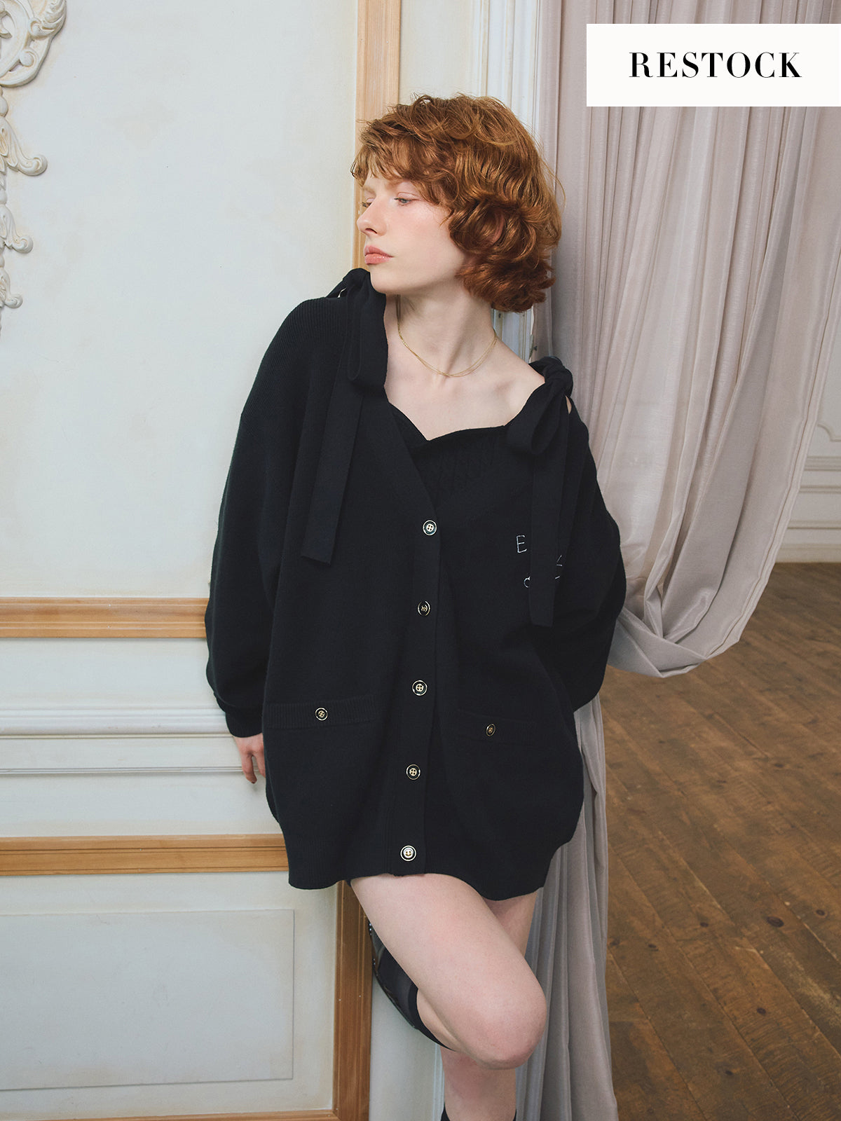 MODEL:170cm／COLOR:BLACK／SIZE:F