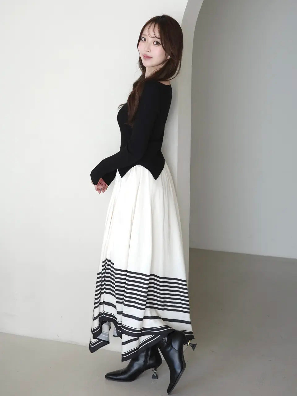 SCARF PATTERN KNITSET DRESS
