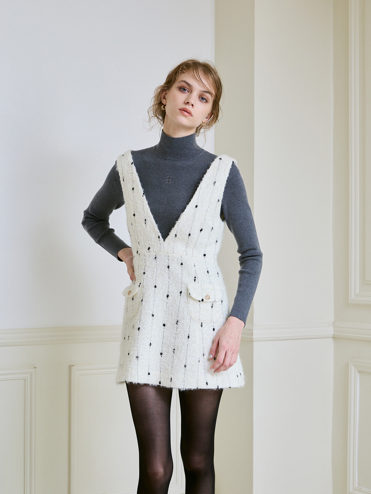 キャンディーツイードミニワンピース