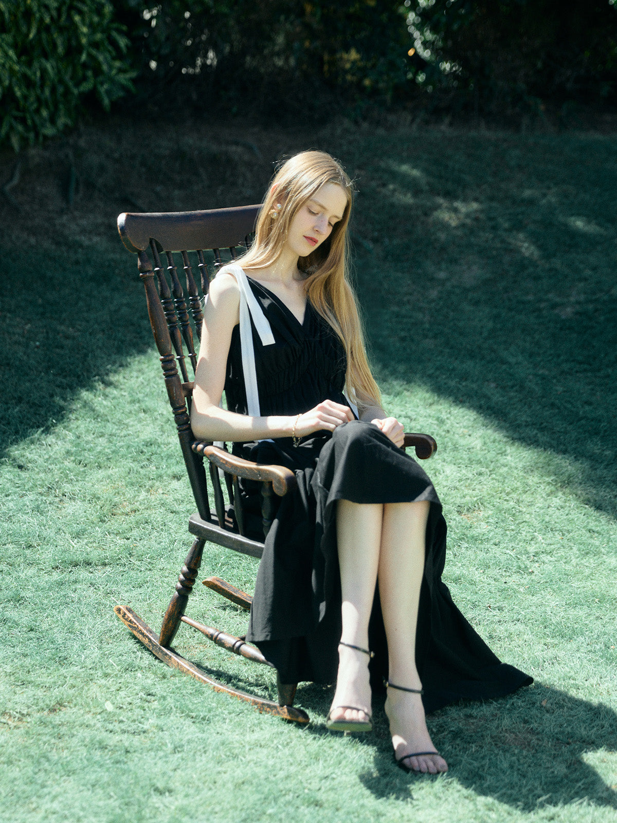 RIBBON SHOULDER CUT DRESS