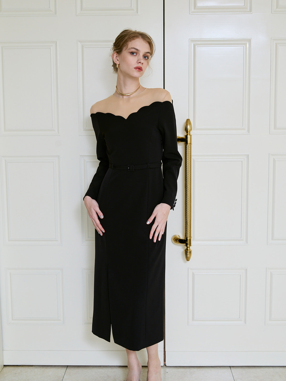 MODEL:175cm／COLOR:BLACK／SIZE:34