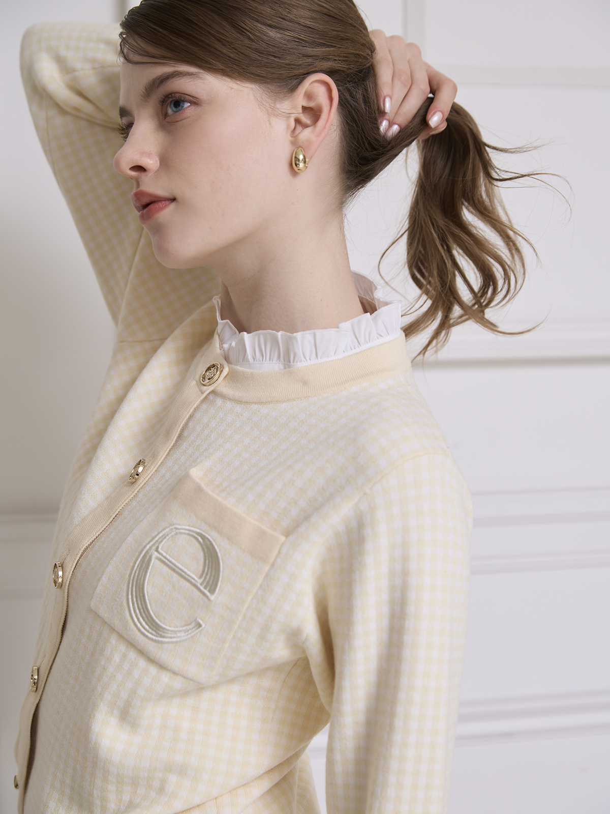 MODEL:175cm／COLOR:CHECK
YELLOW／SIZE:F