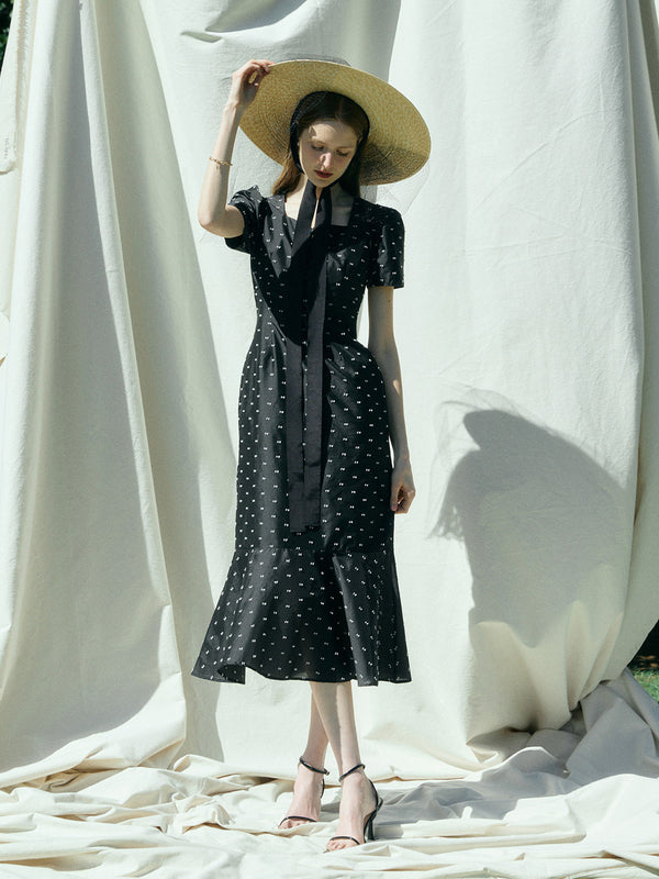 CAMILLE DOT JACQUARD DRESS