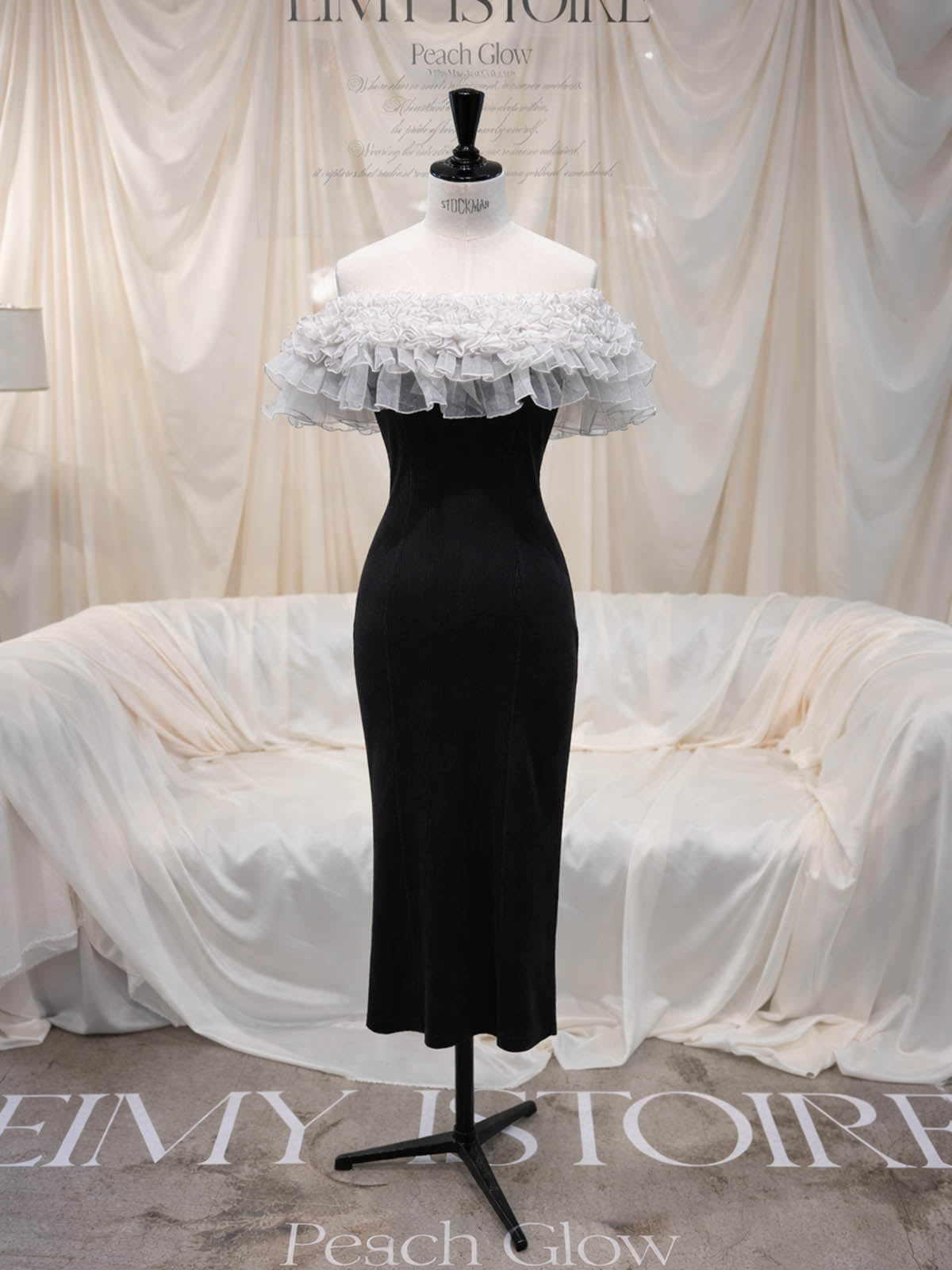 【10周年】デコレーションフリルオフショルニットワンピース