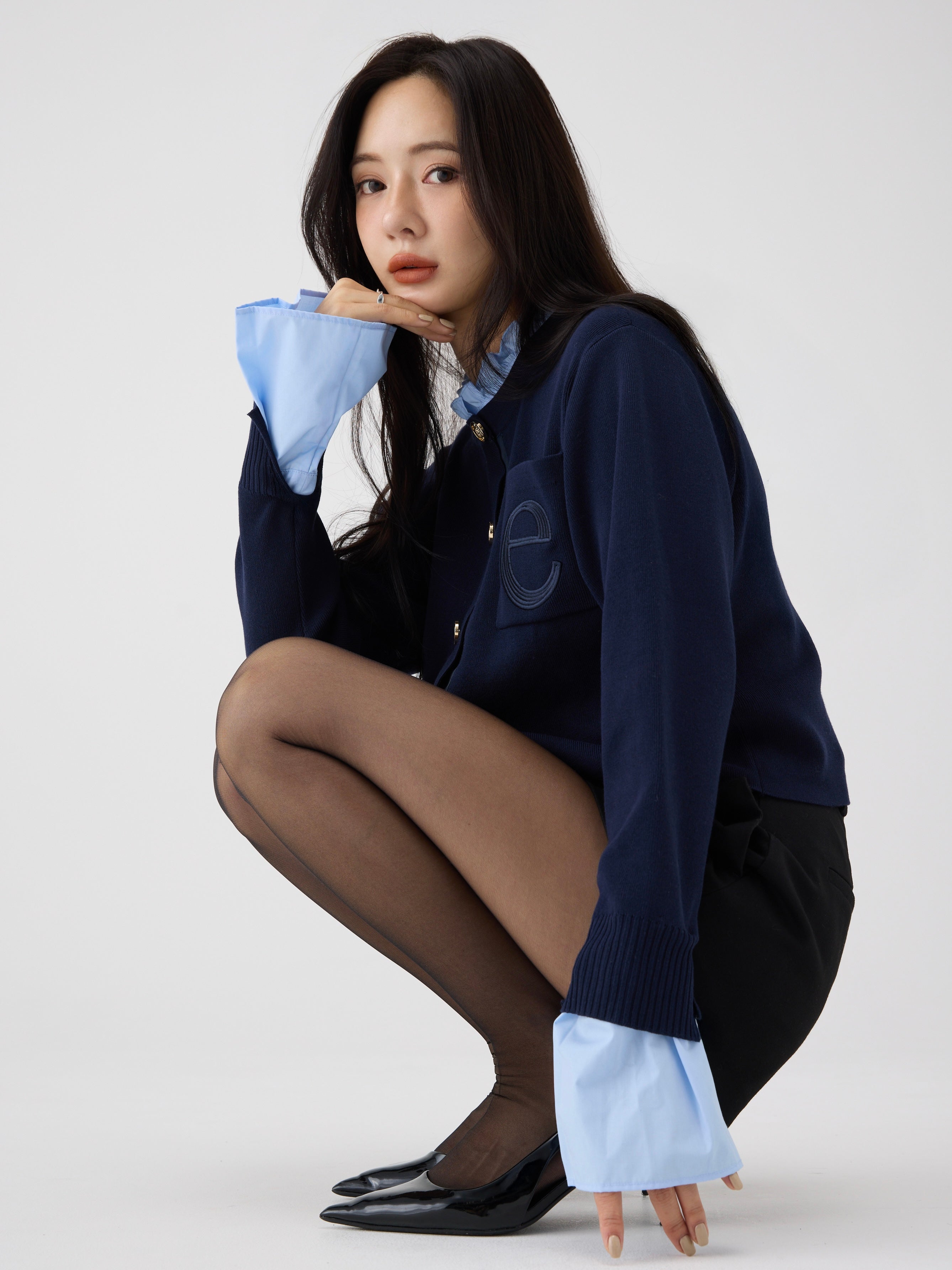 【New Color】Attached collar ニットジャケット