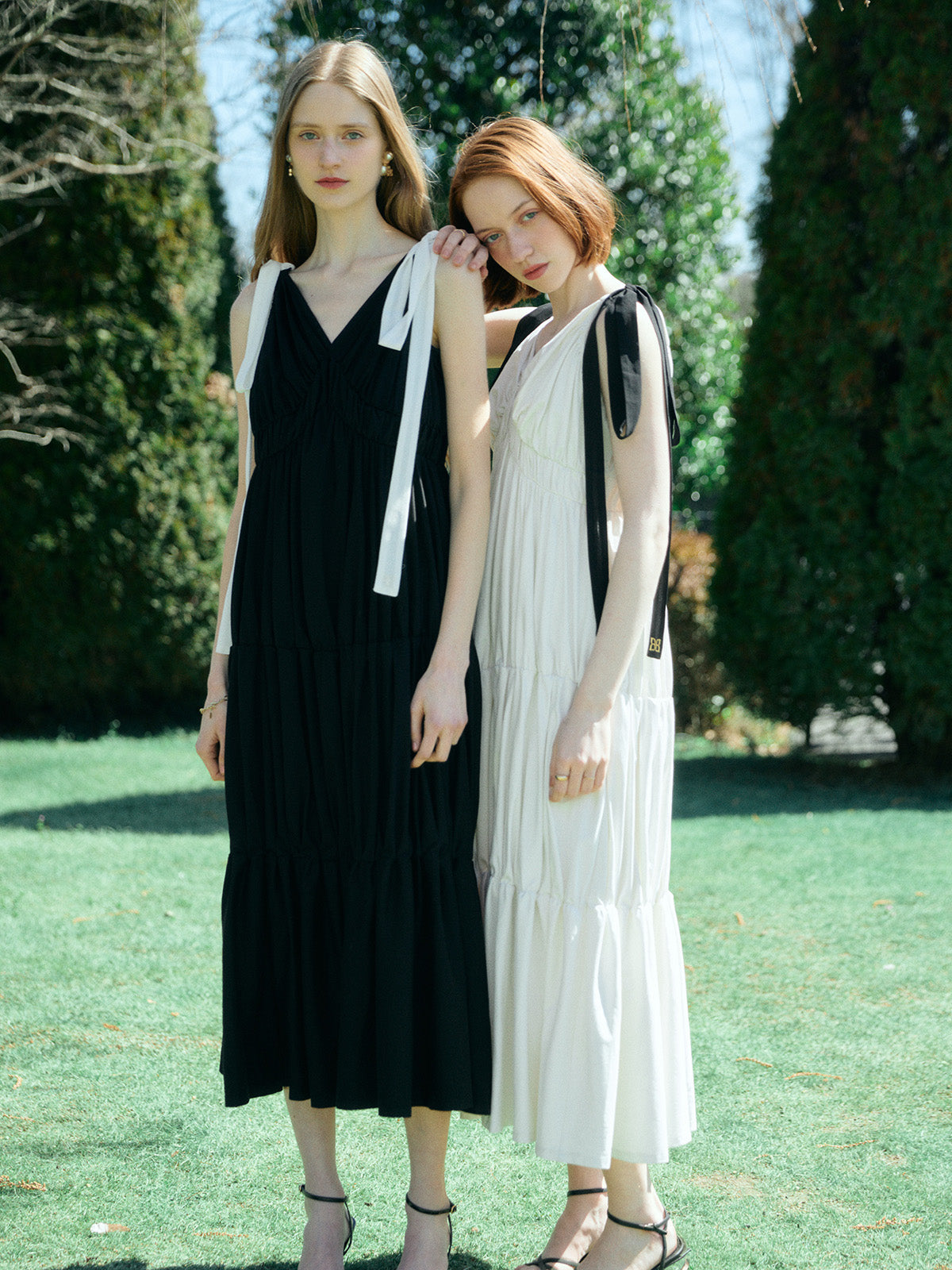 RIBBON SHOULDER CUT DRESS