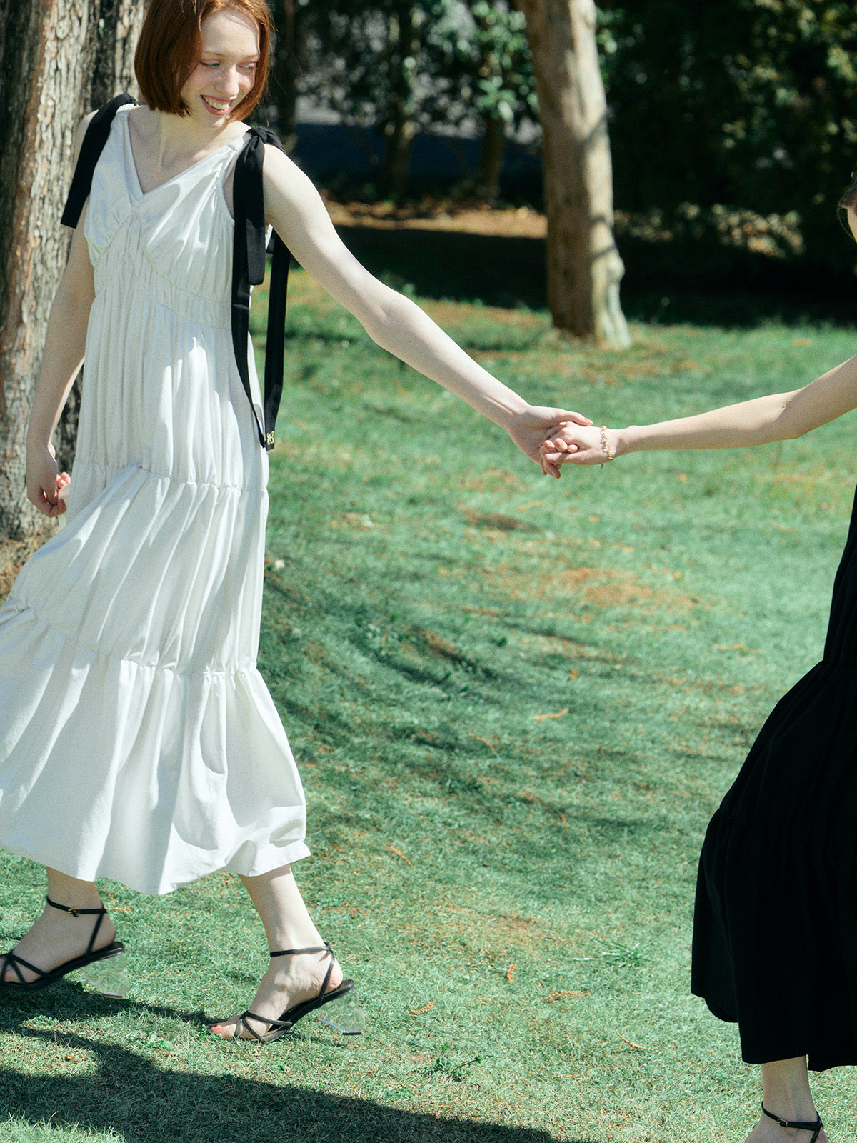 RIBBON SHOULDER CUT DRESS