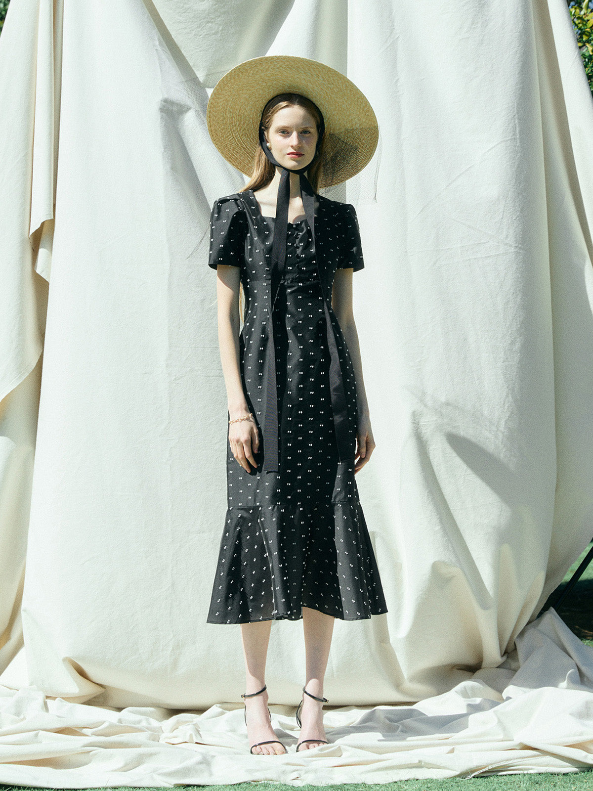 CAMILLE DOT JACQUARD DRESS