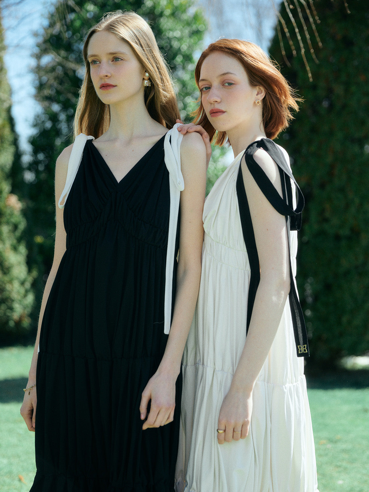 RIBBON SHOULDER CUT DRESS