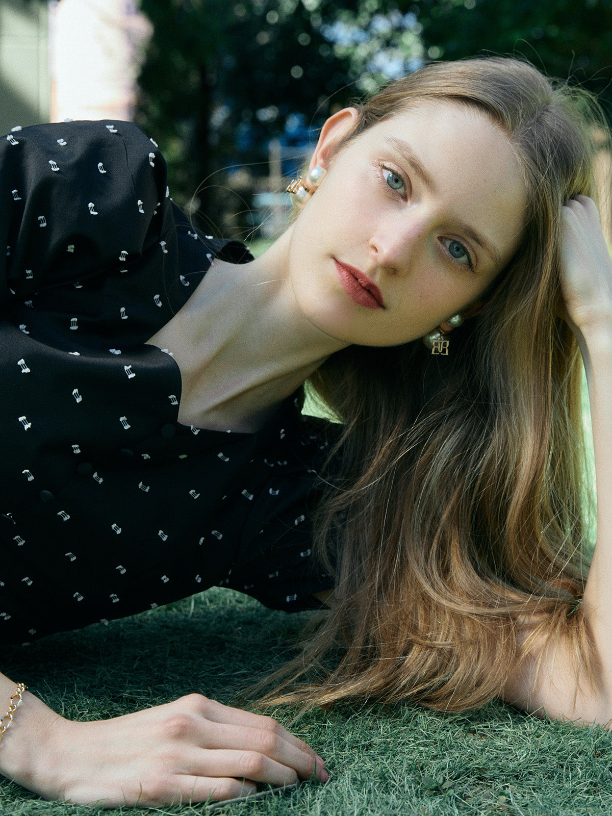CAMILLE DOT JACQUARD DRESS