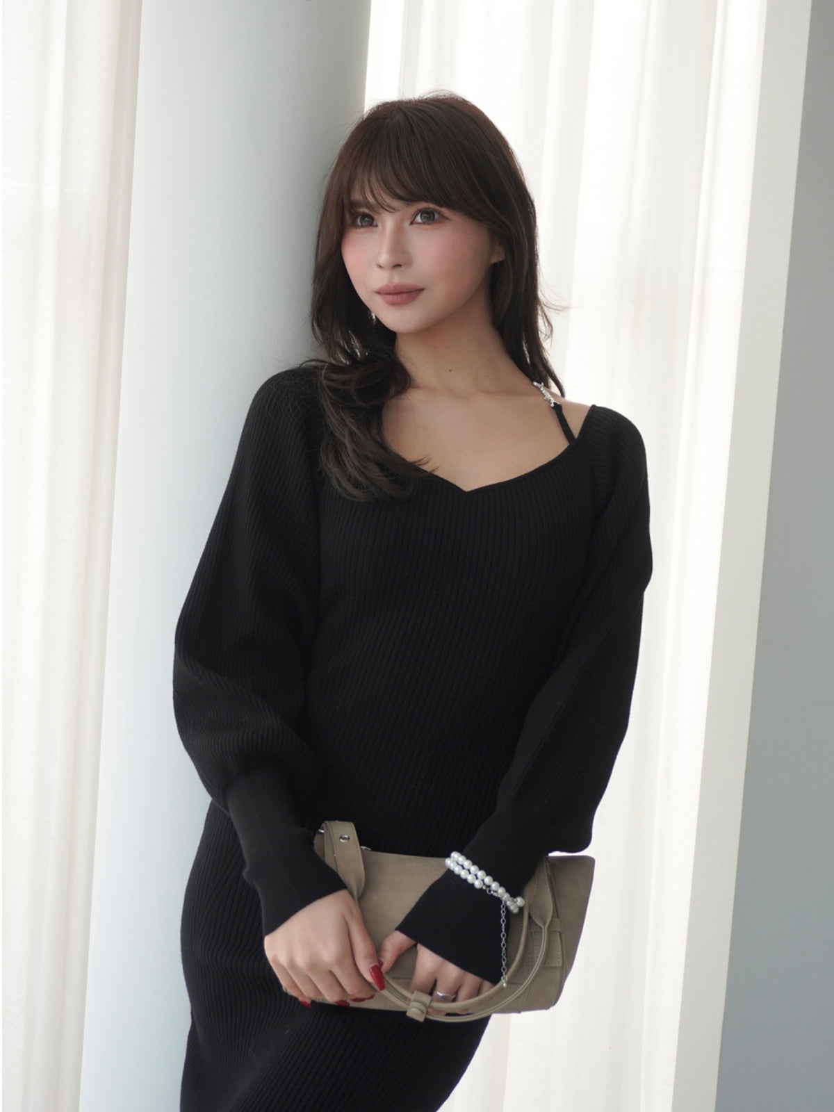 フロントロゴリブニットワンピース