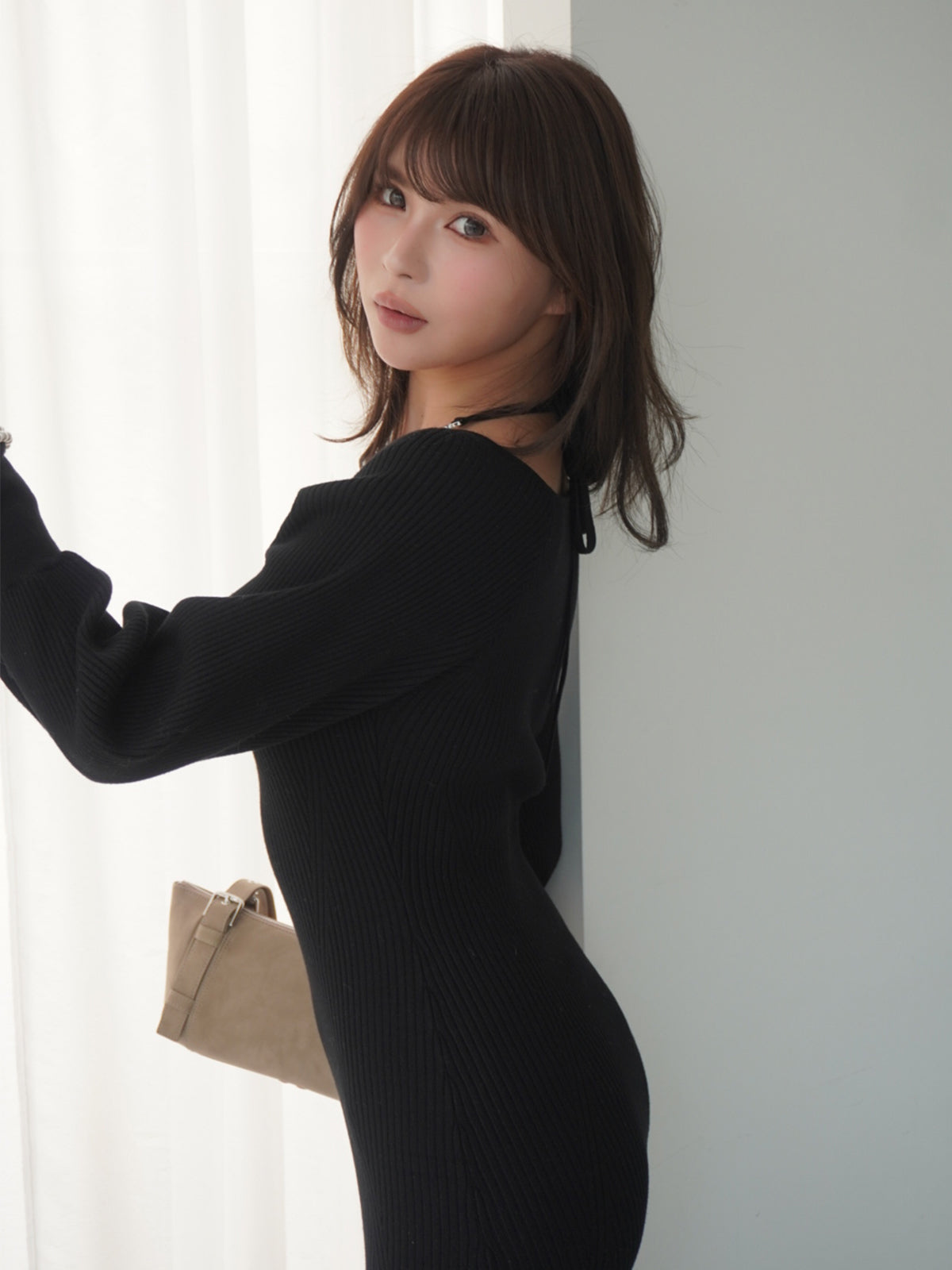 フロントロゴリブニットワンピース