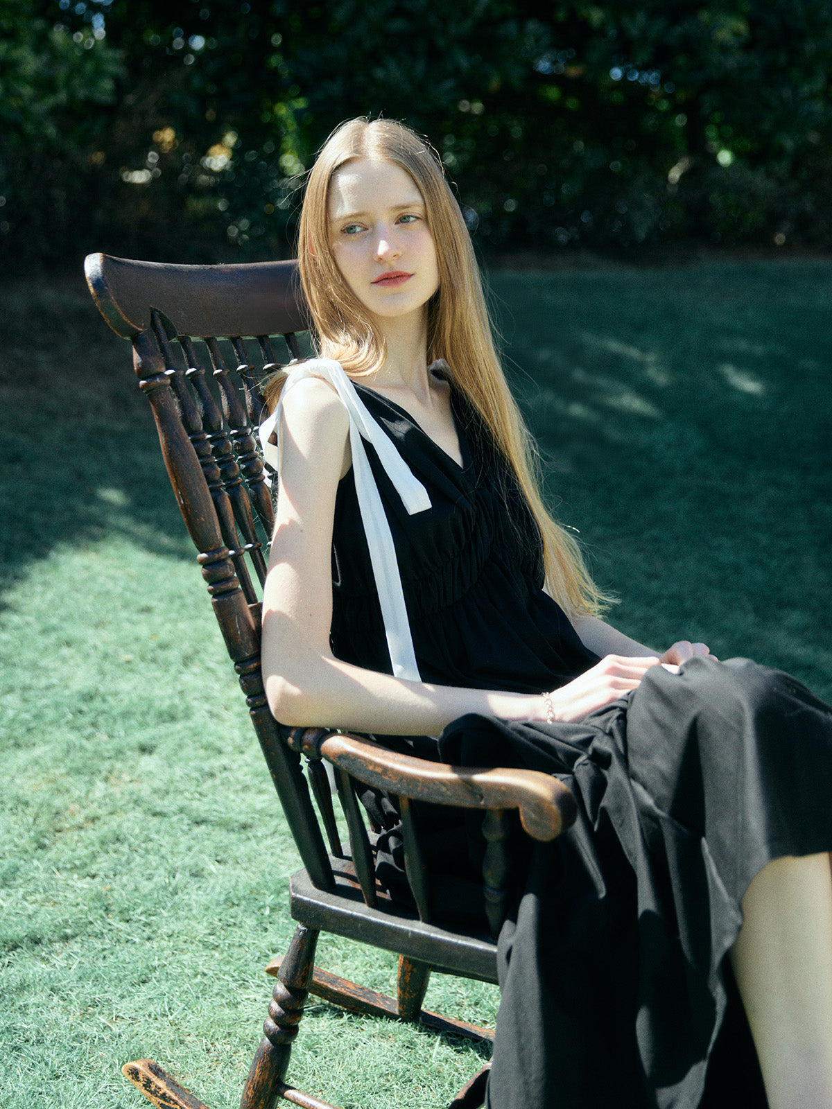 RIBBON SHOULDER CUT DRESS