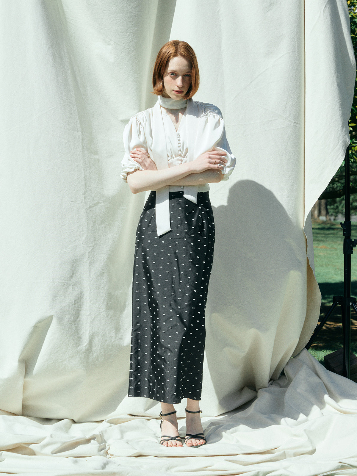 CAMILLE DOT JACQUARD SKIRT